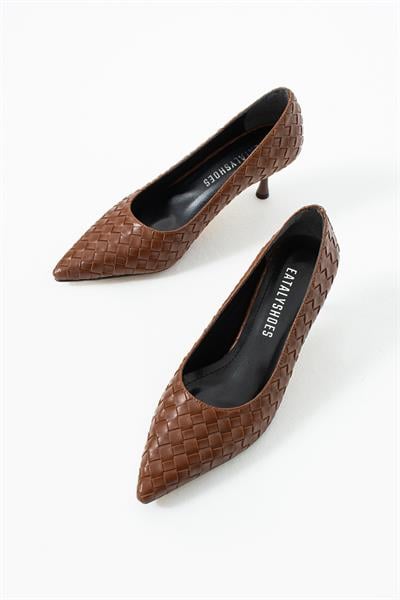 Vera Taba Örgü Deri Topuklu