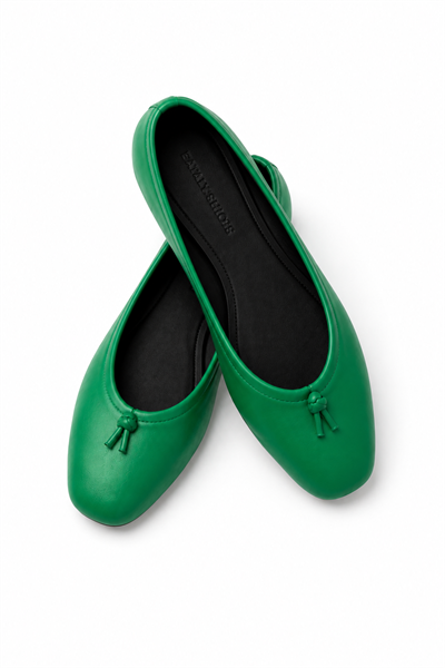 VERDE Yeşil Hakiki Deri Babet