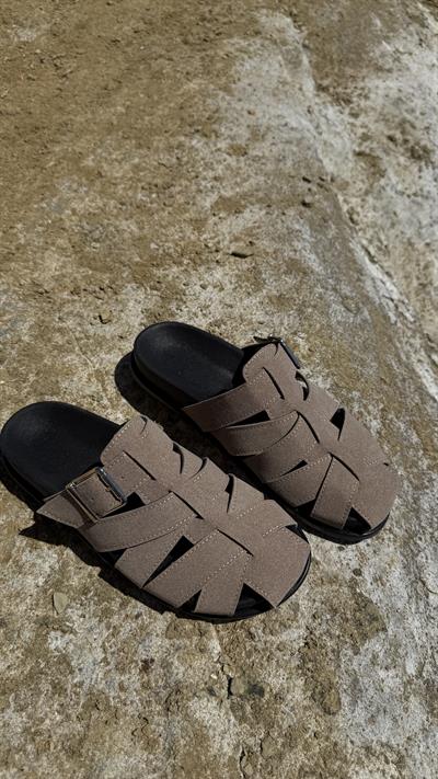 Vizon Süet Sepet Model Tokalı Düz Kadın Terlik