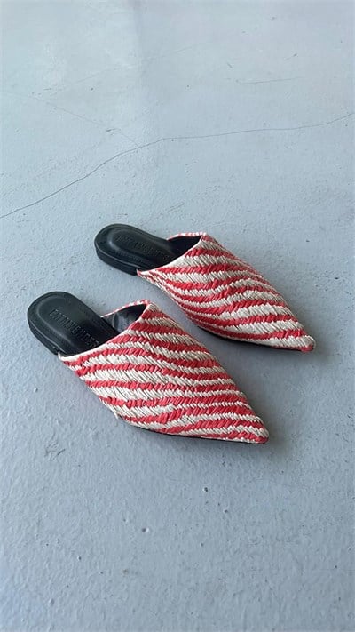 Zaya Kırmızı Hasır Mule