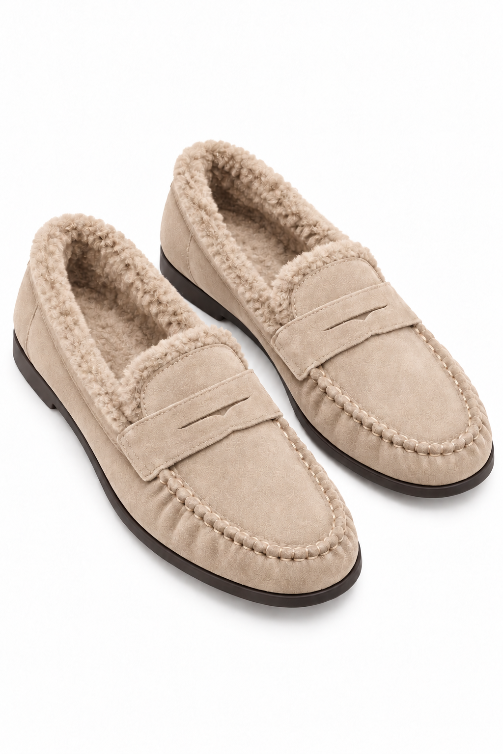 ALVA Bej İçi Kürklü Deri Loafer