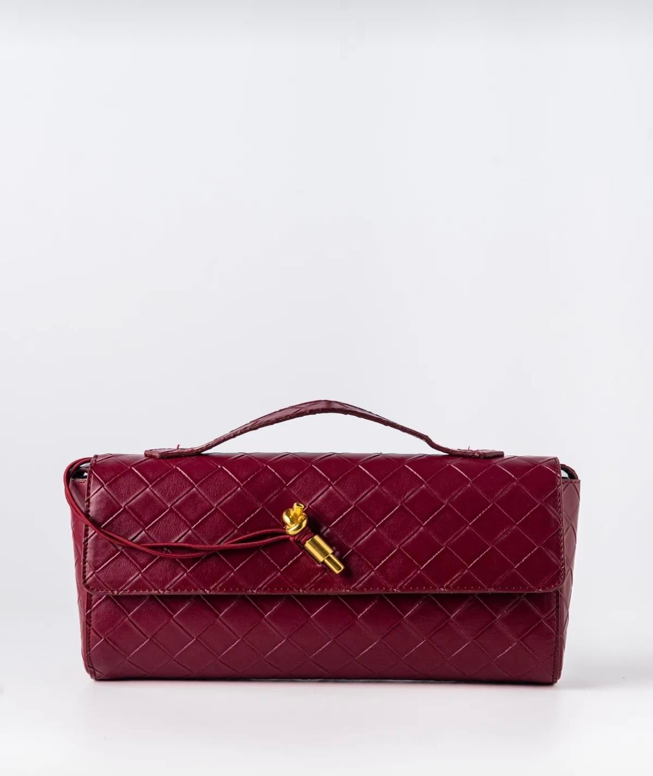 Bonetta Bordo Baklava Desenli Gold Pimli Çanta