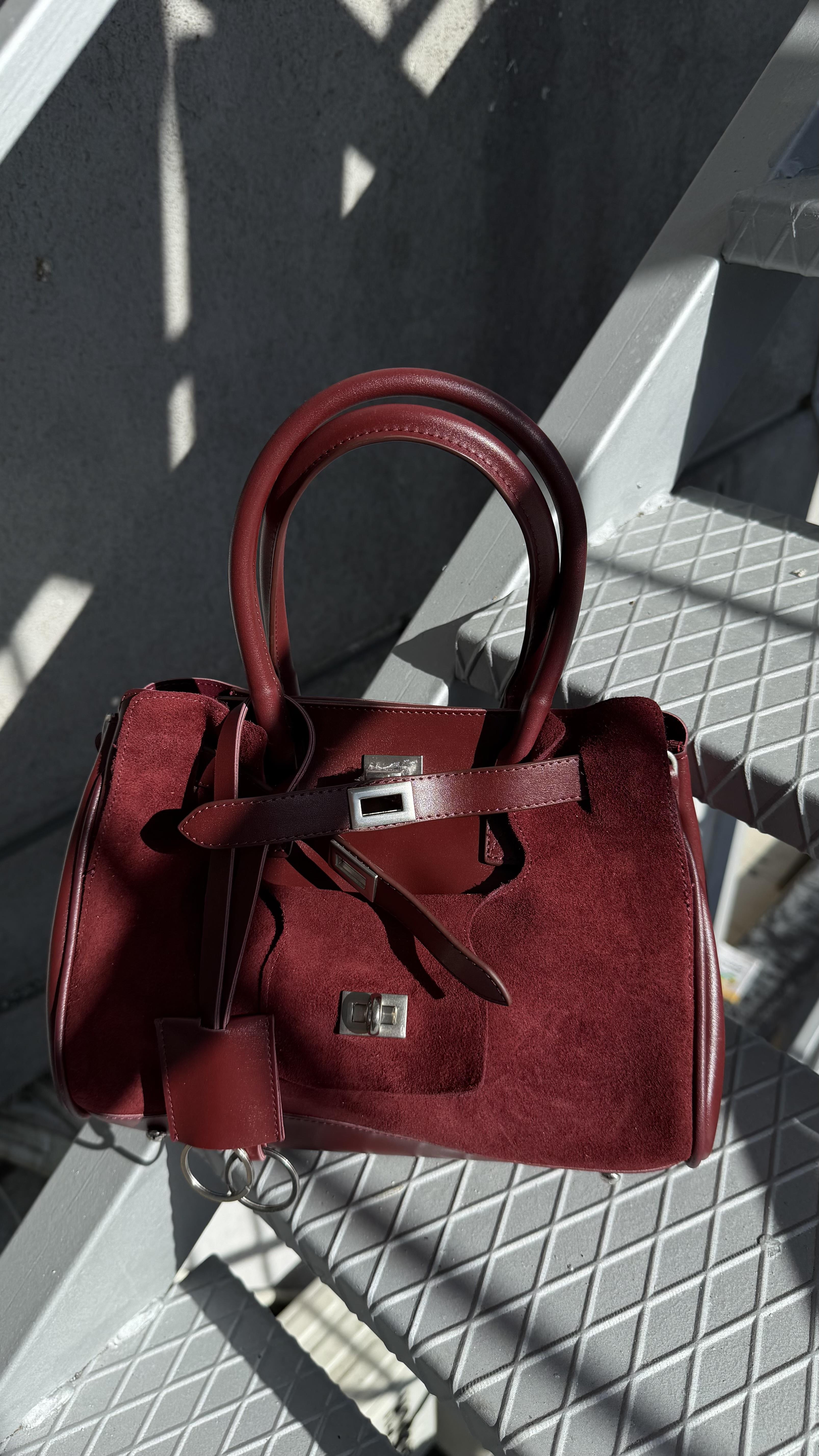 Bordo Gabriel Cilt Silver Aksesuarlı Çanta 