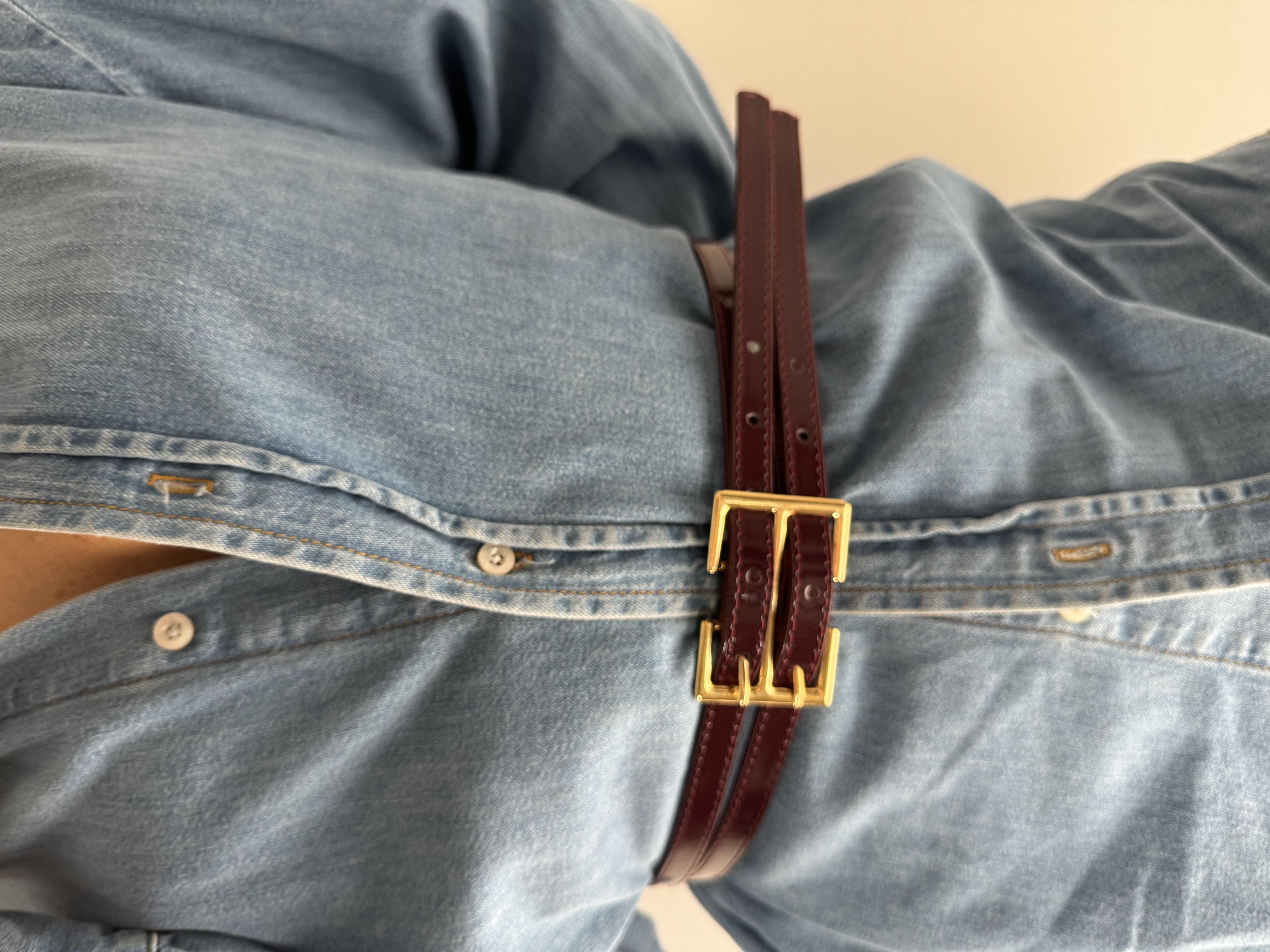 Bordo Rugan Çift Toka Görünümlü Kemer 