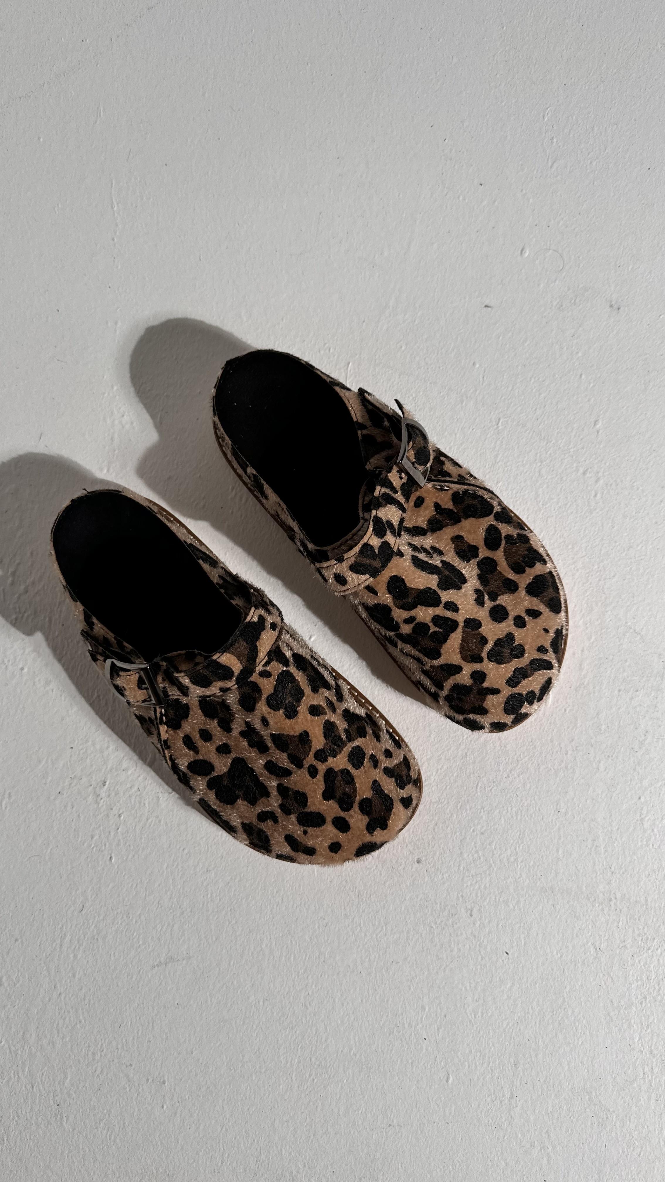 Boston Leopar Süet Kalın Taban Terlik