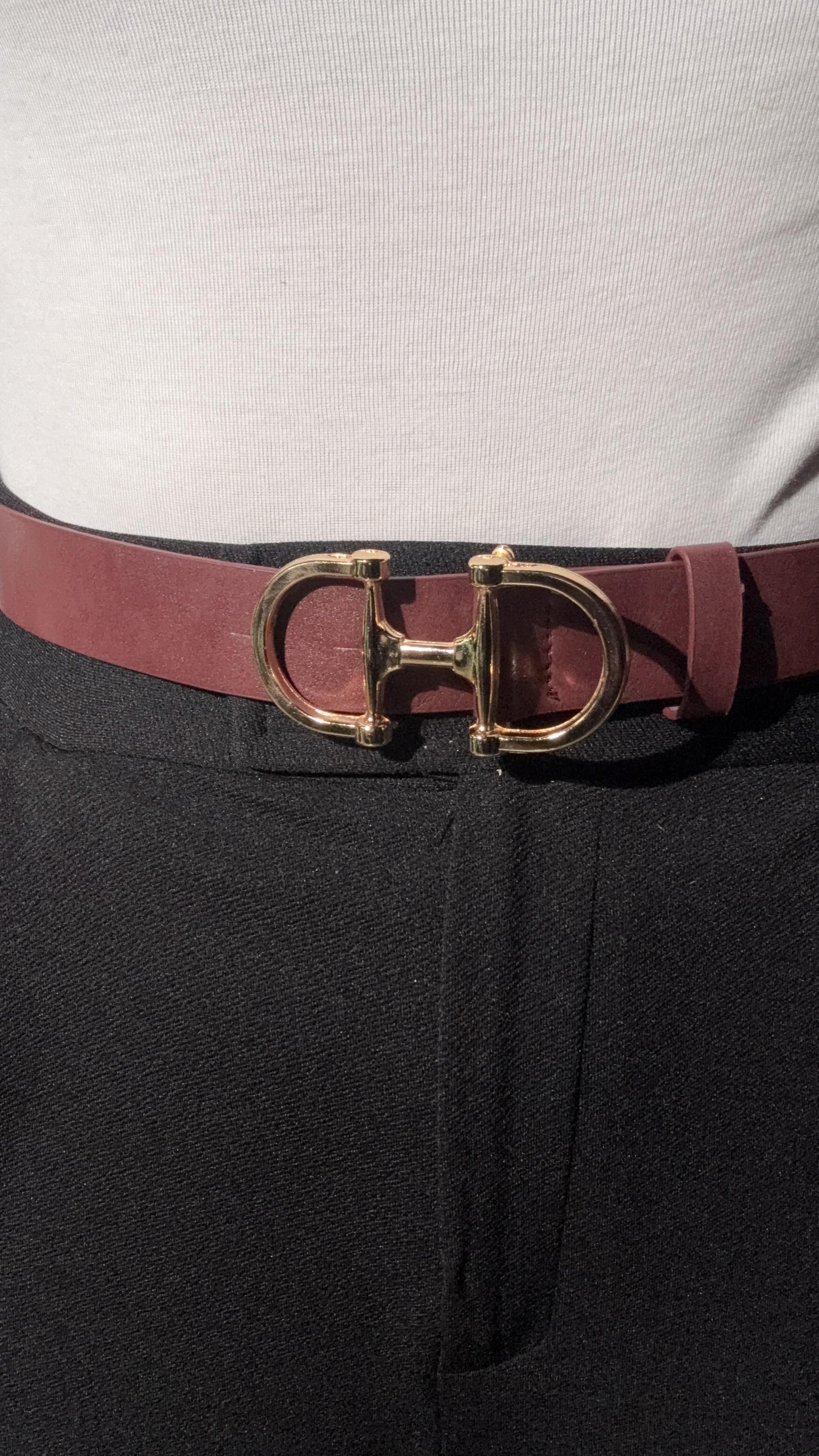 Çift Tokalı 3cm Bordo Kemer