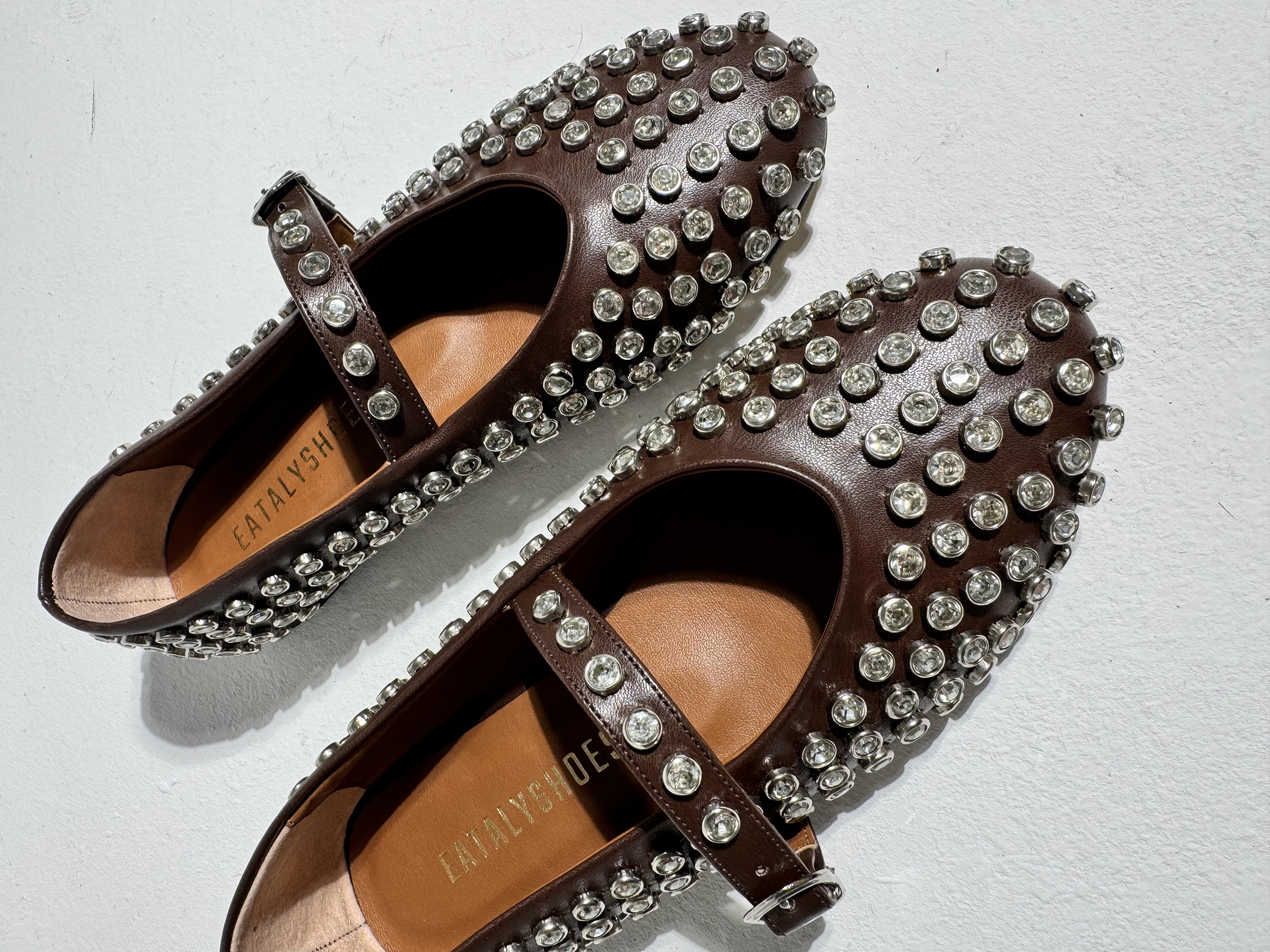 Disco Acı Kahve Zımba Taşlı Babet