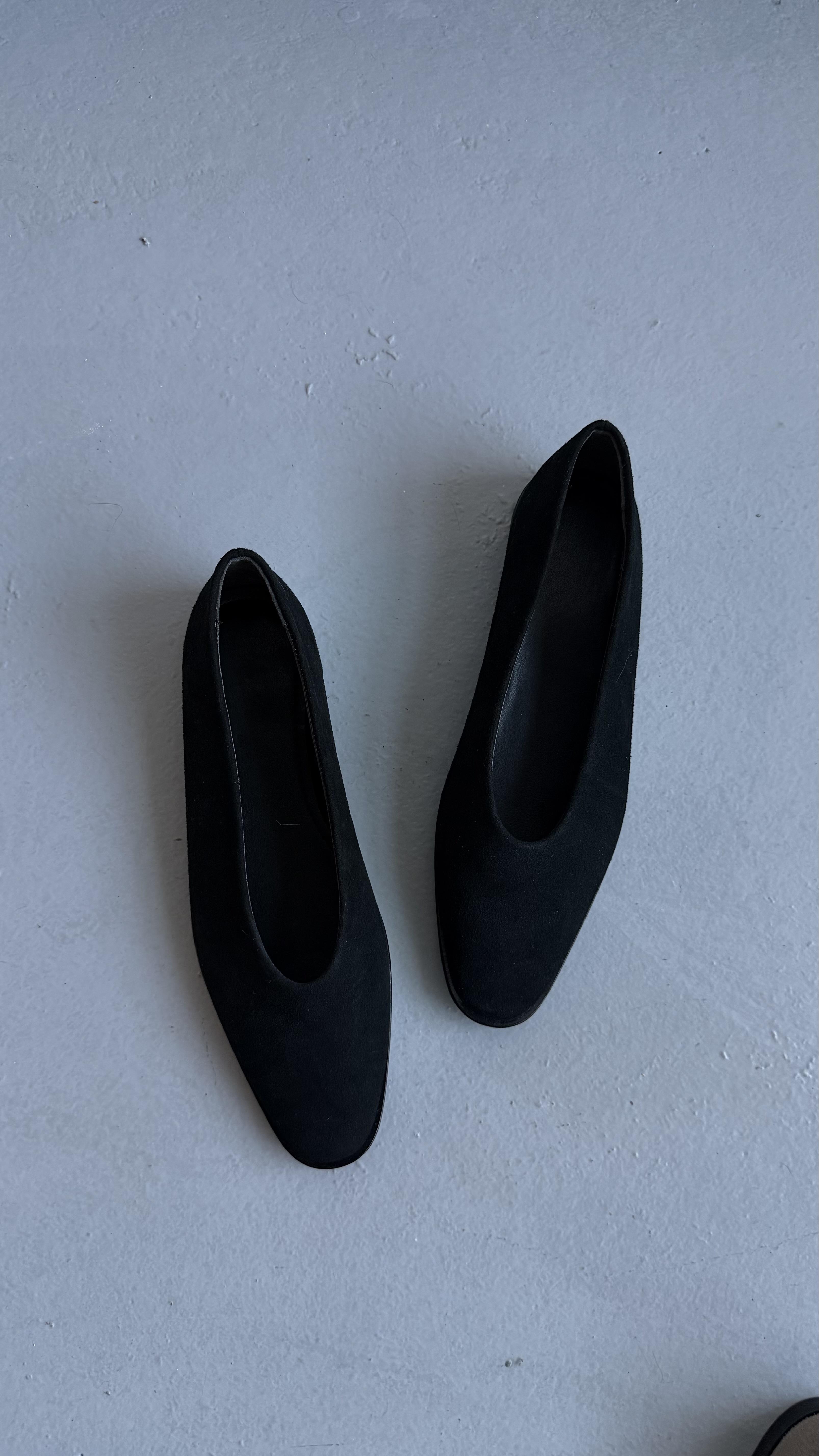 Ella Siyah Süet Kadın Babet Ayakkabı