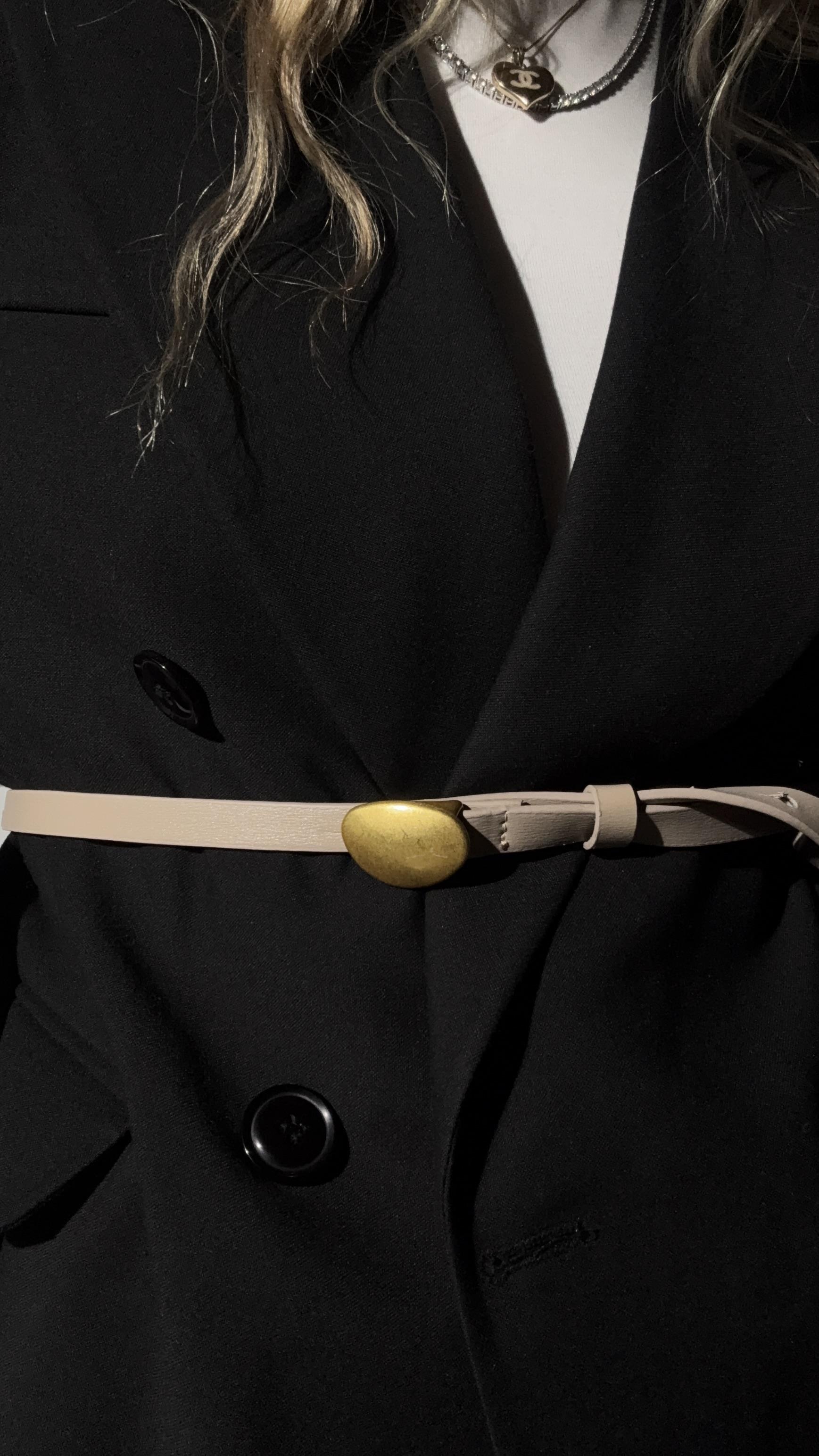 Gold Damla Tokalı Kemer Bej