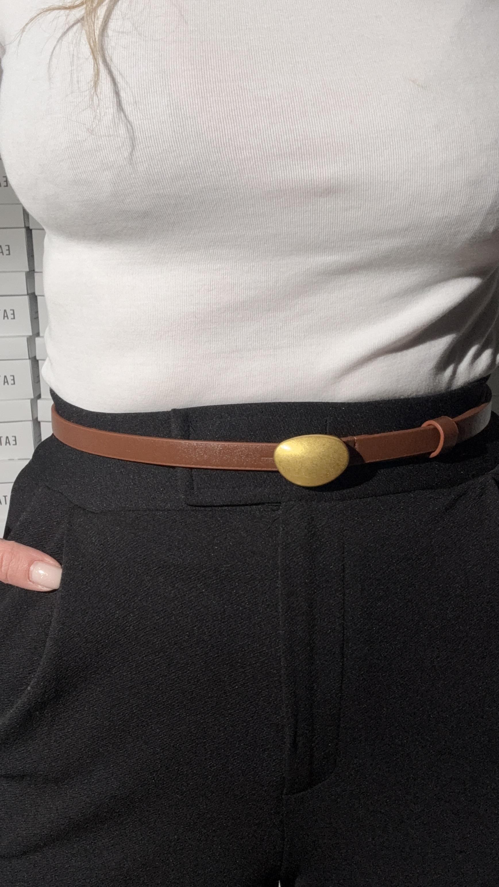 Gold Damla Tokalı Kemer Taba