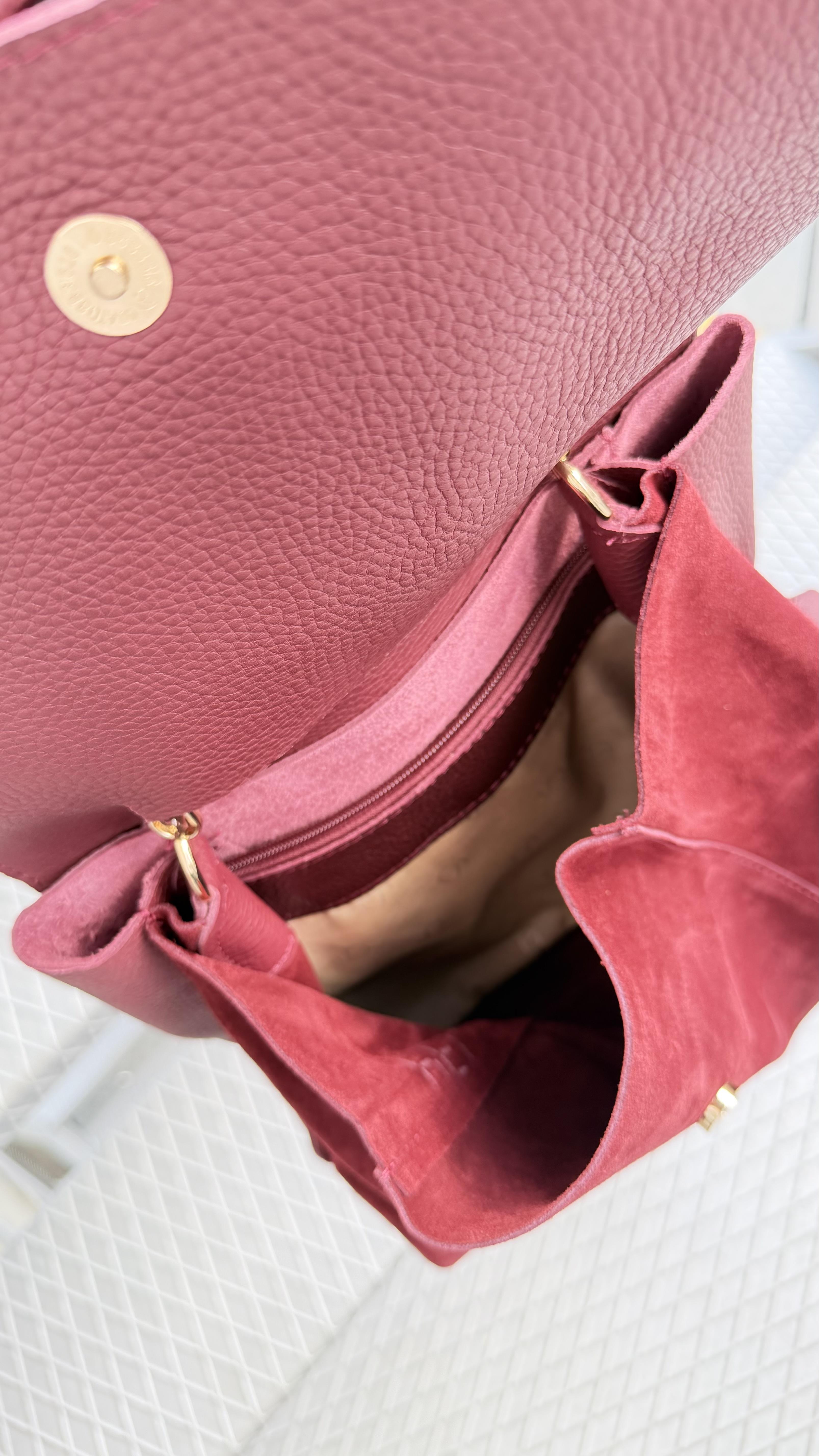 Hakiki Süet Bordo Tutma Saplı Salaş Çanta 