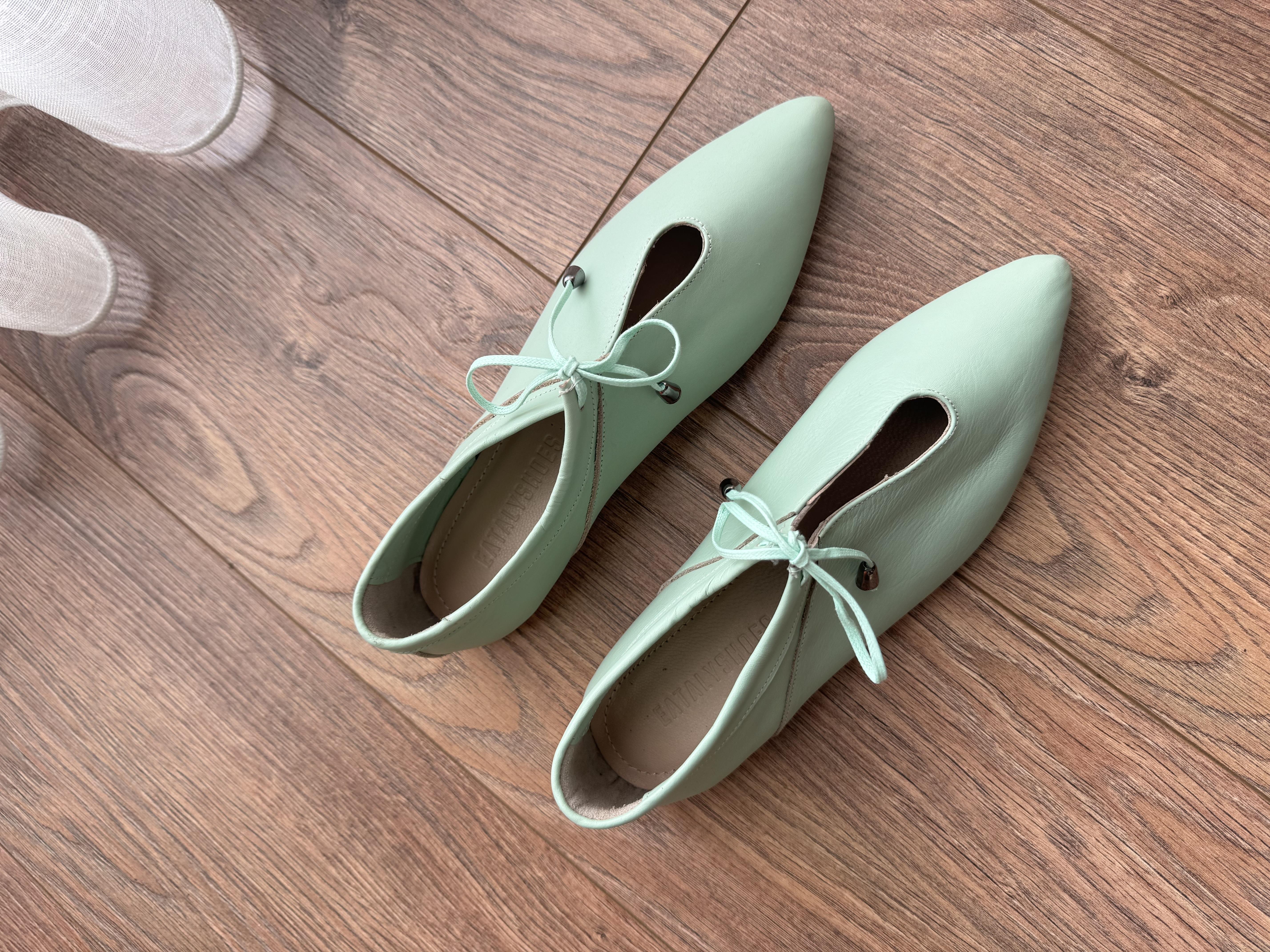 Joah Mint Püskül Bağlama Detaylı Deri Babet