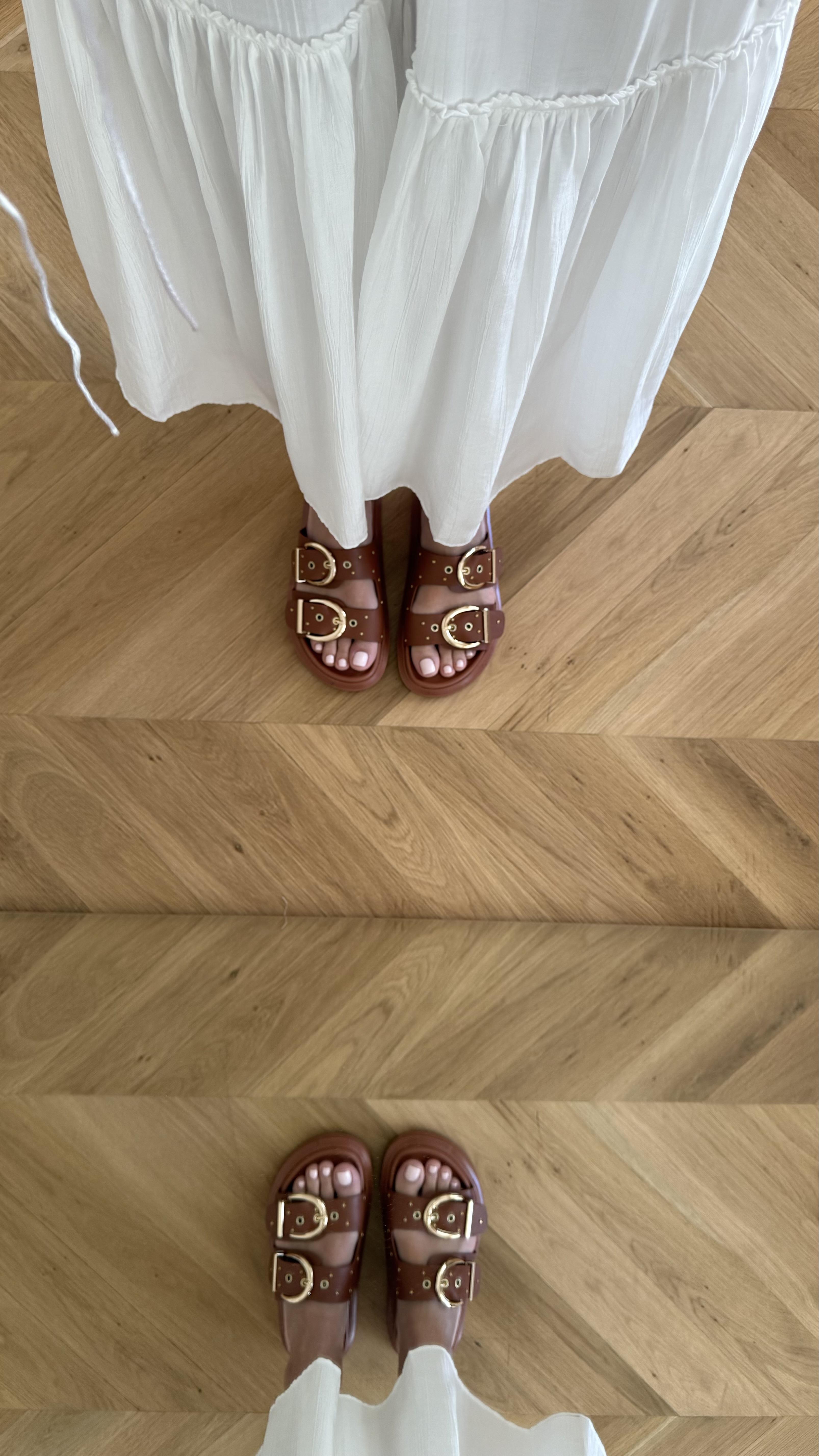 Kalın Çift Bantlı Taba Kadın Terlik