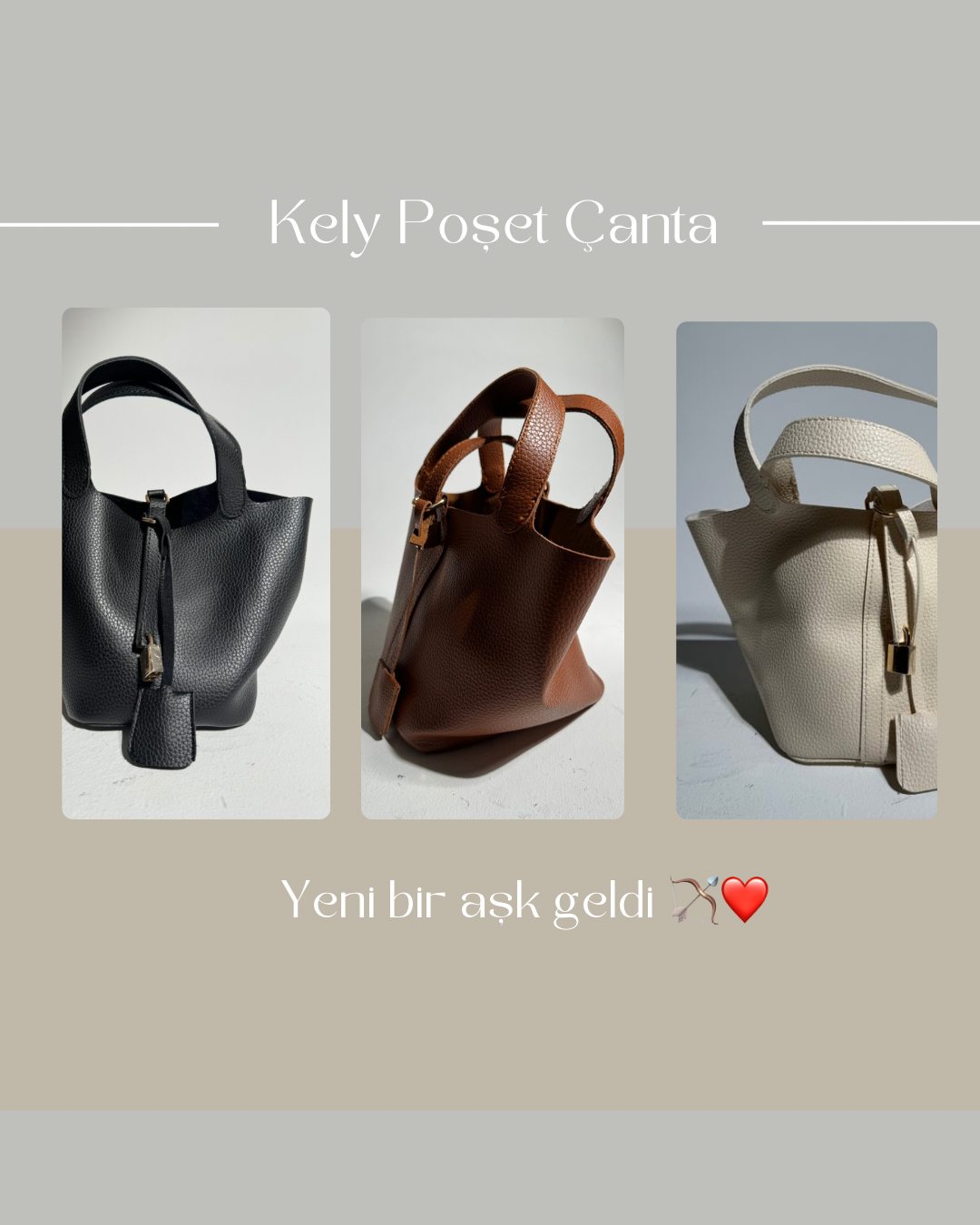 Kely Bej Poşet Kilit Detaylı Poşet Çanta