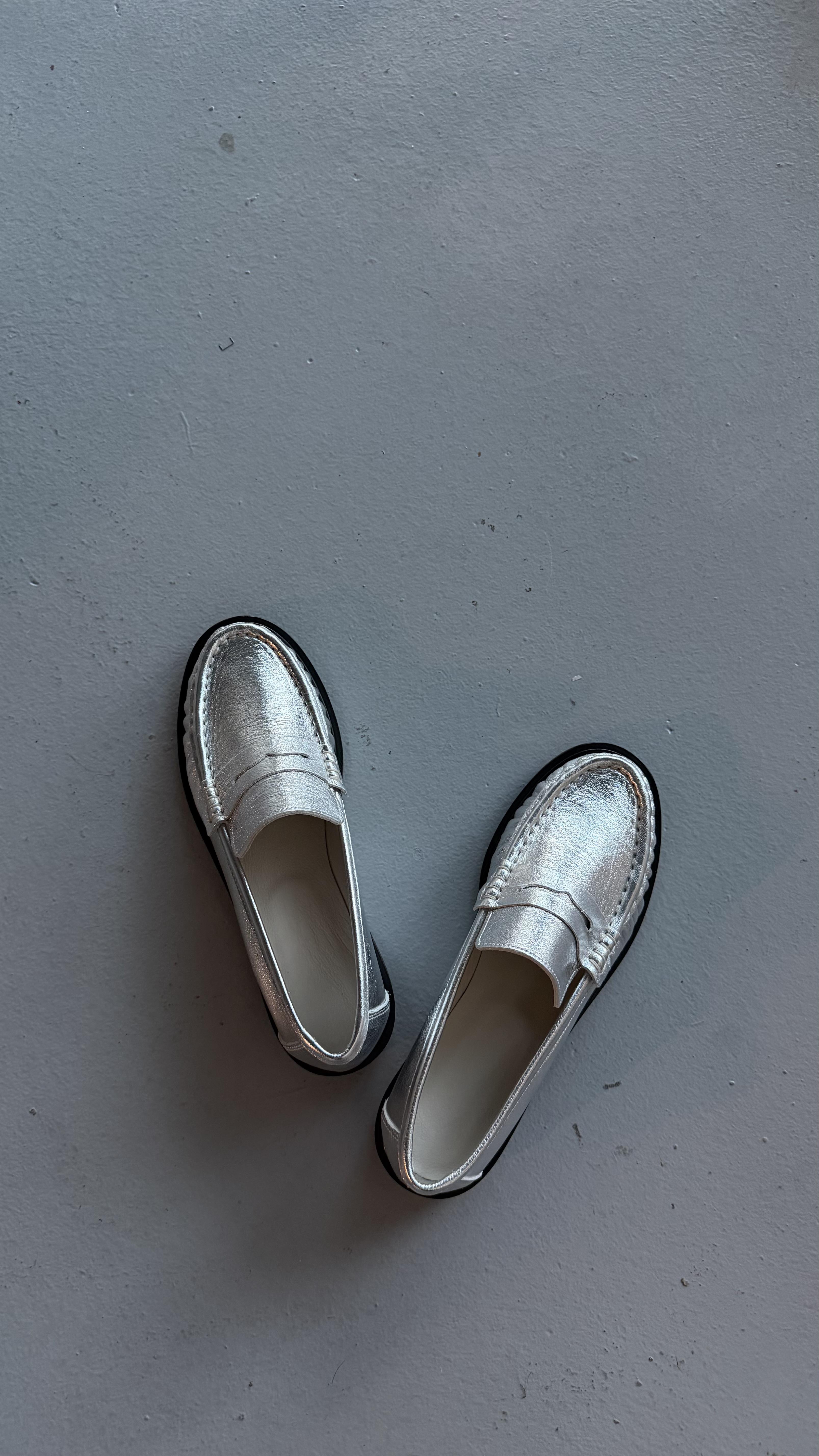 Lena Gümüş Büzgülü Gerçek Deri Oxford Loafer Günlük Ayakkabı