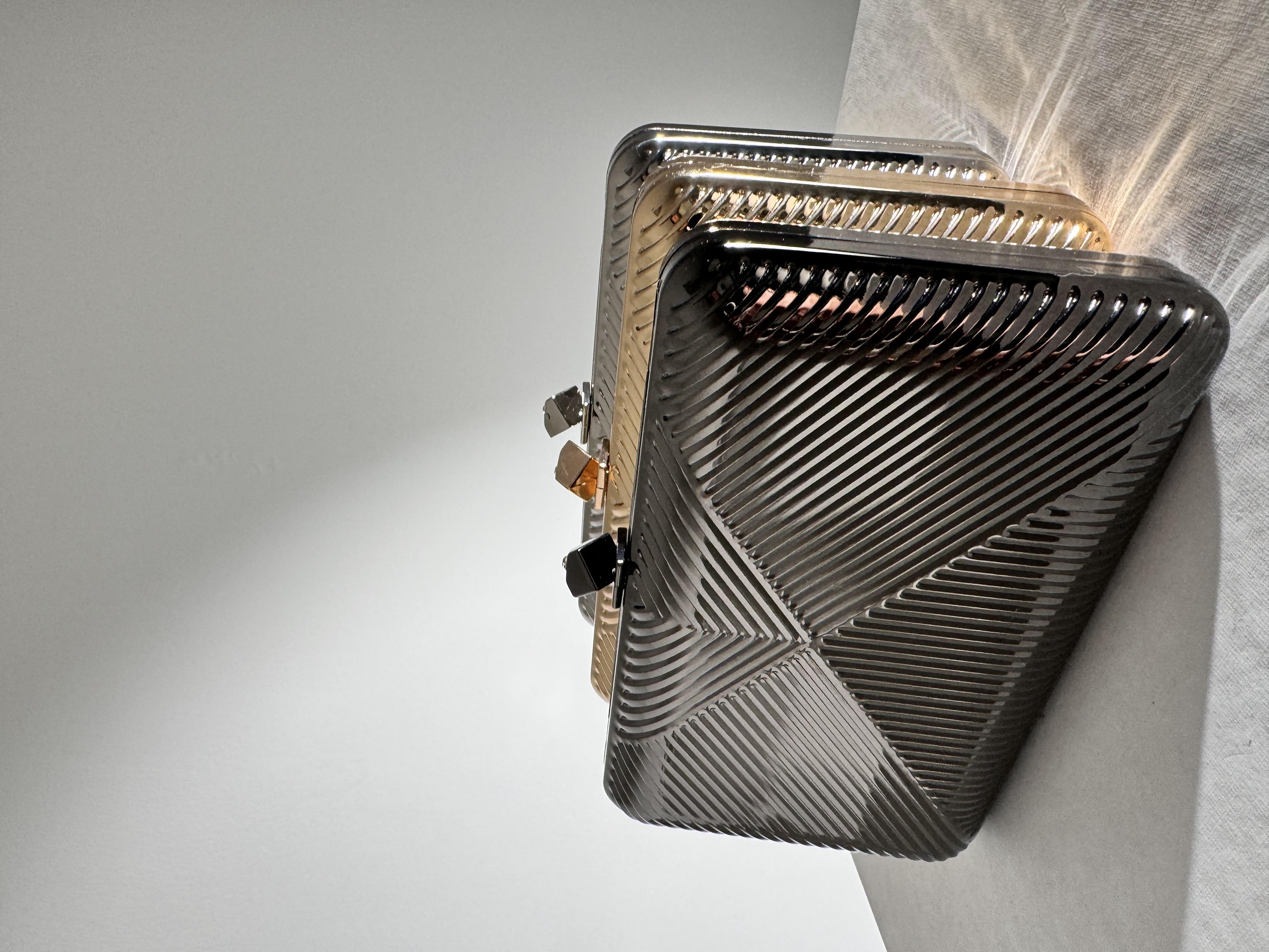 Metalik Antrasit Clutch Çanta 