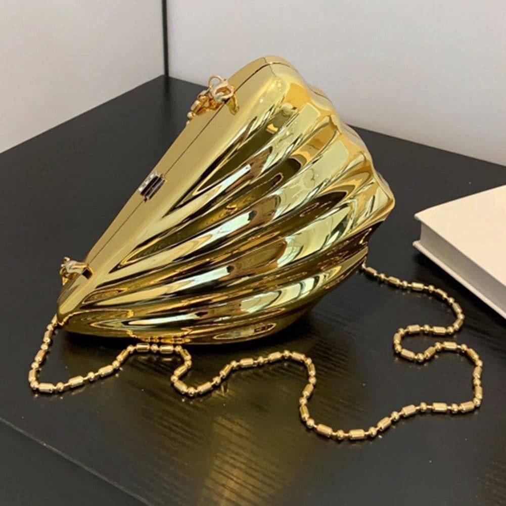 Mini Yaprak Midye Gold Çanta
