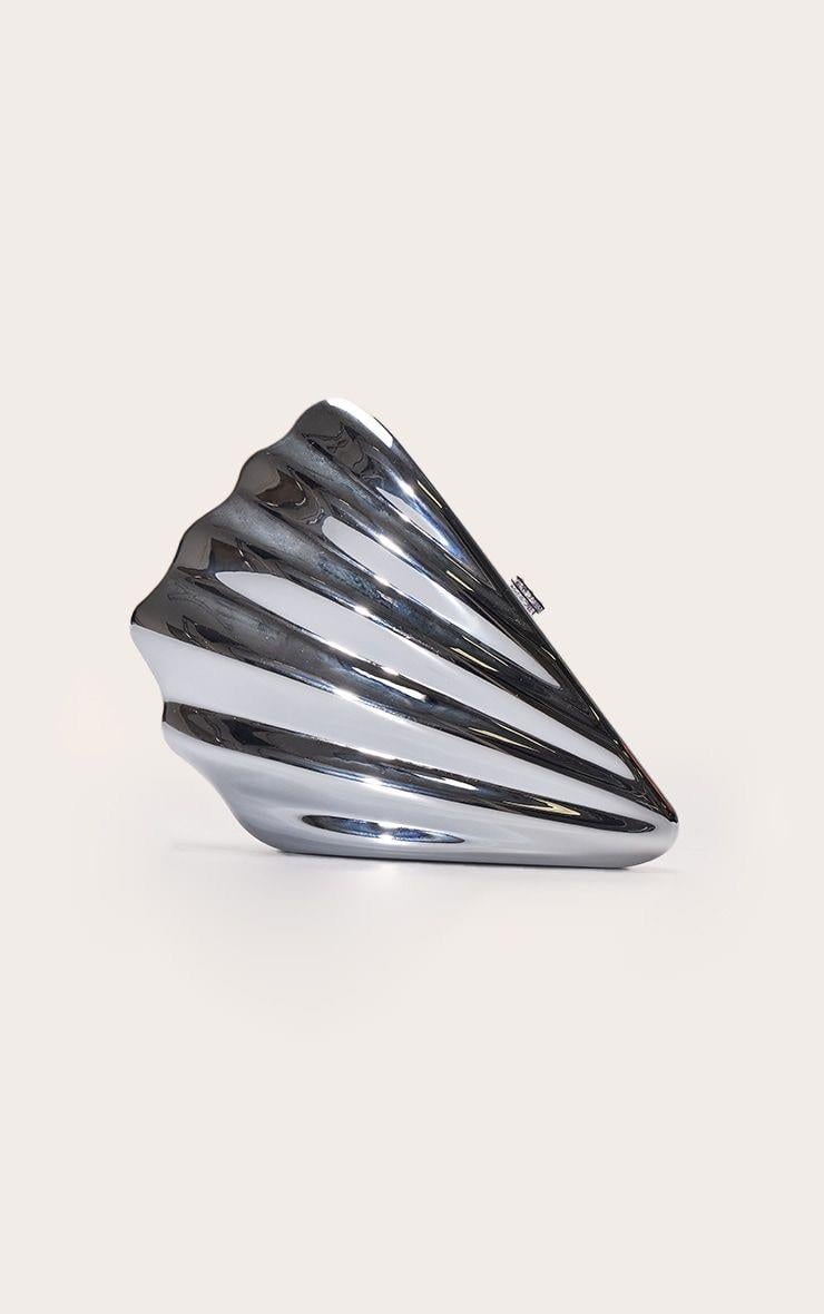 Mini Yaprak Midye Silver Çanta