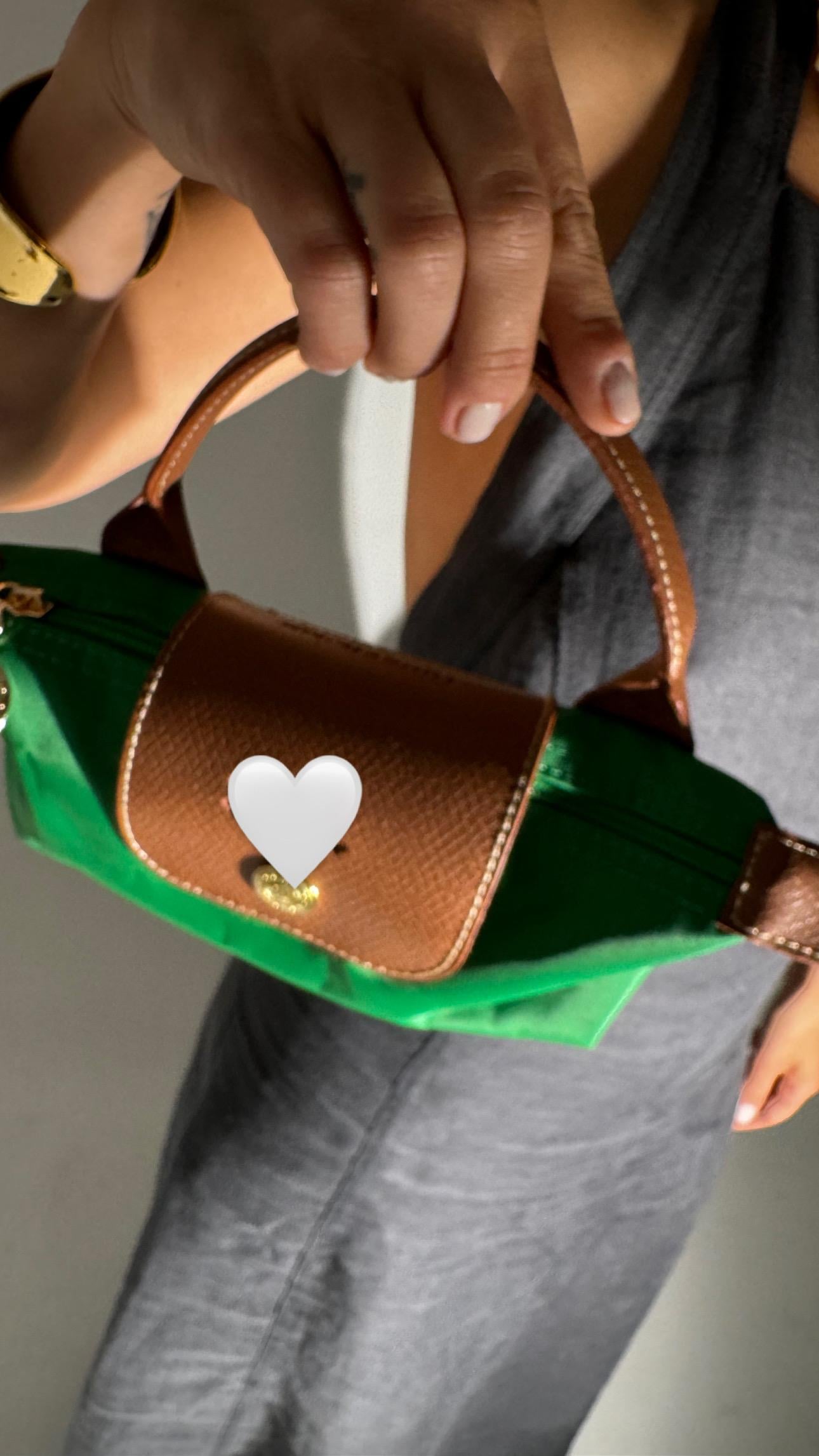 No:0 Long Yeşil Mini Boy Deri Saplı Çanta