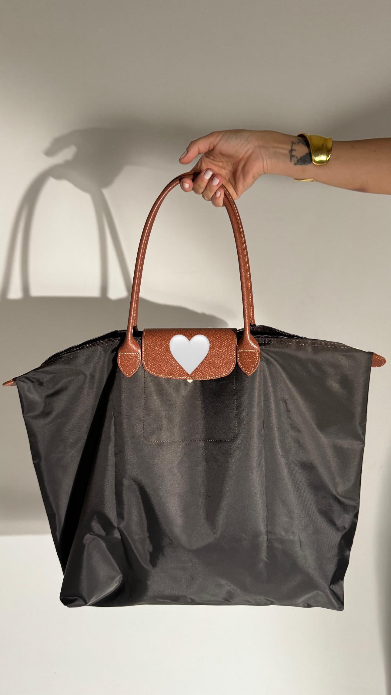 No:3 Long Acı Kahve Taba Deri Saplı Kanvas Çanta