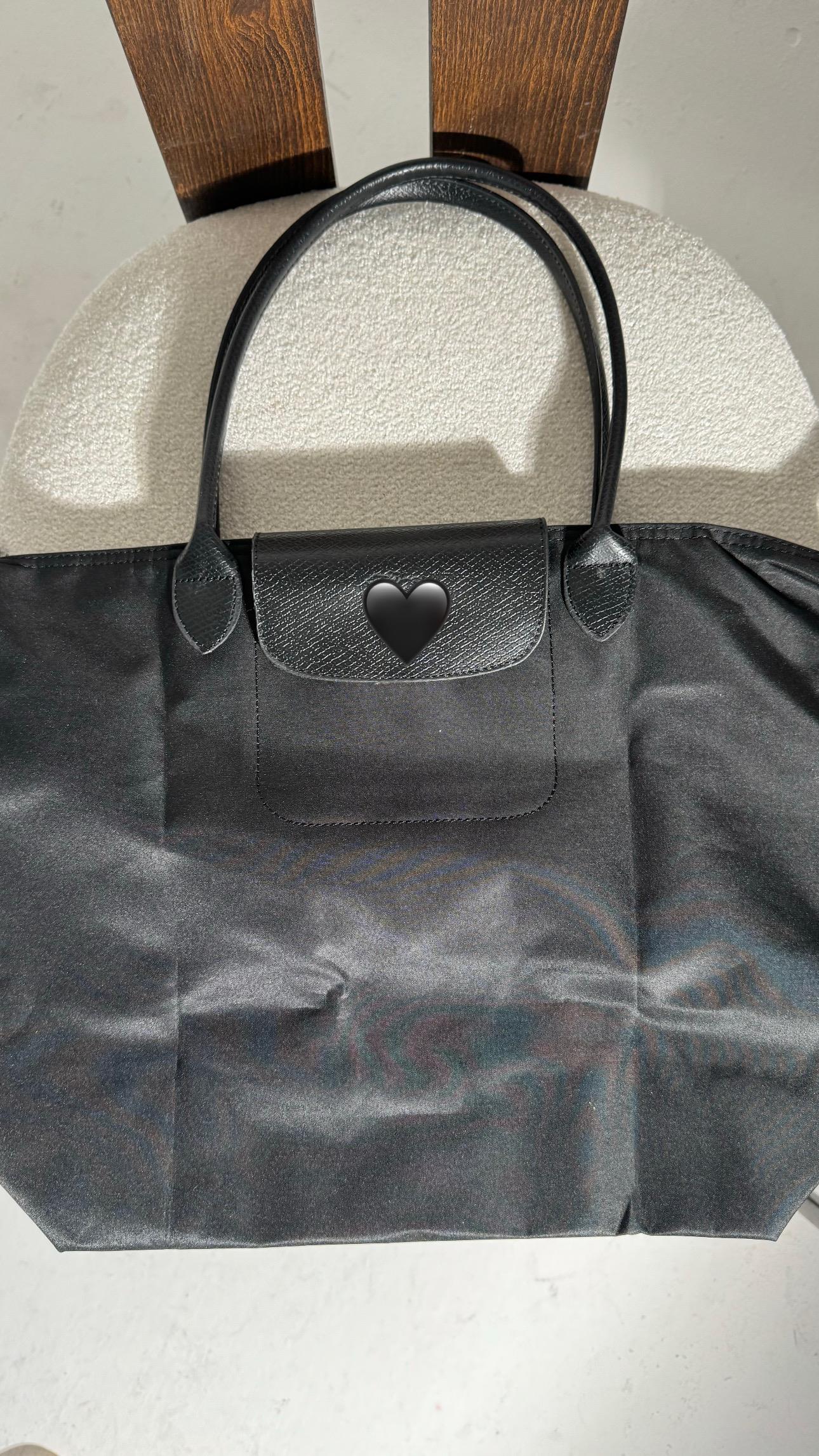 No:3 Long Siyaha Siyah Deri Saplı Kanvas Çanta