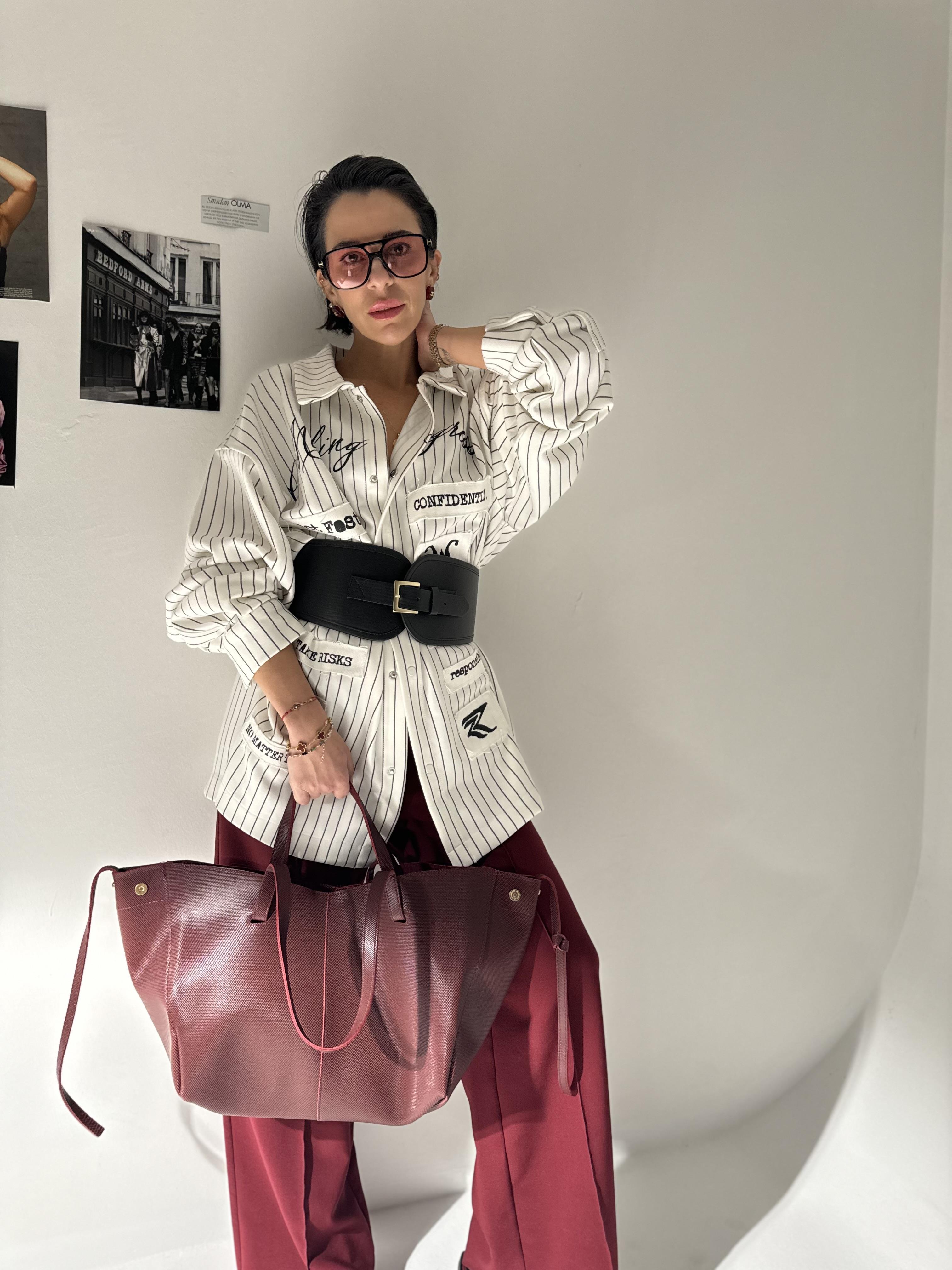 Pinte Bordo Büyük Boy Cep Çanta Detaylı