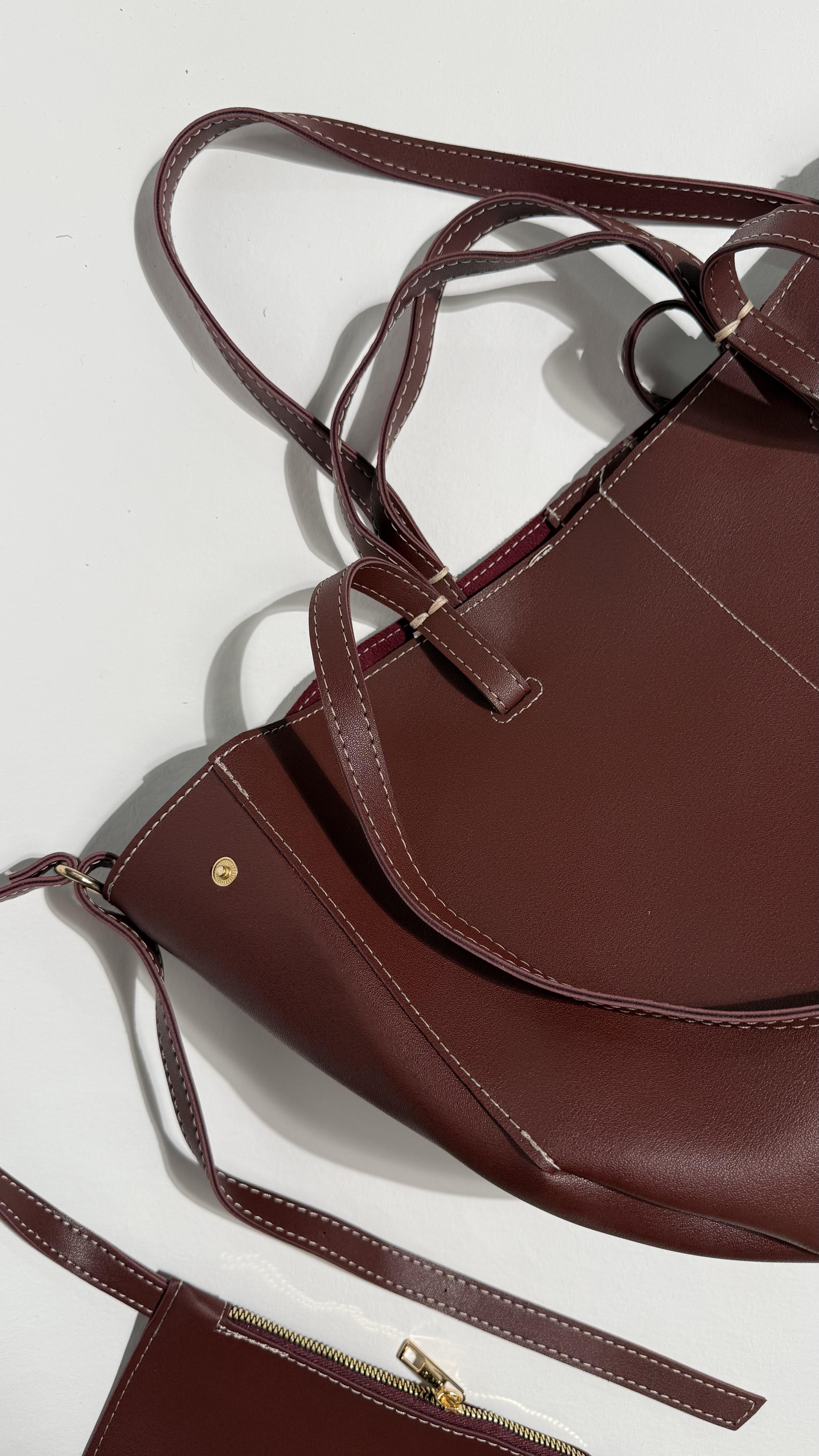 Pinte Oversize Cep Cüzdanlı Bordo Çanta