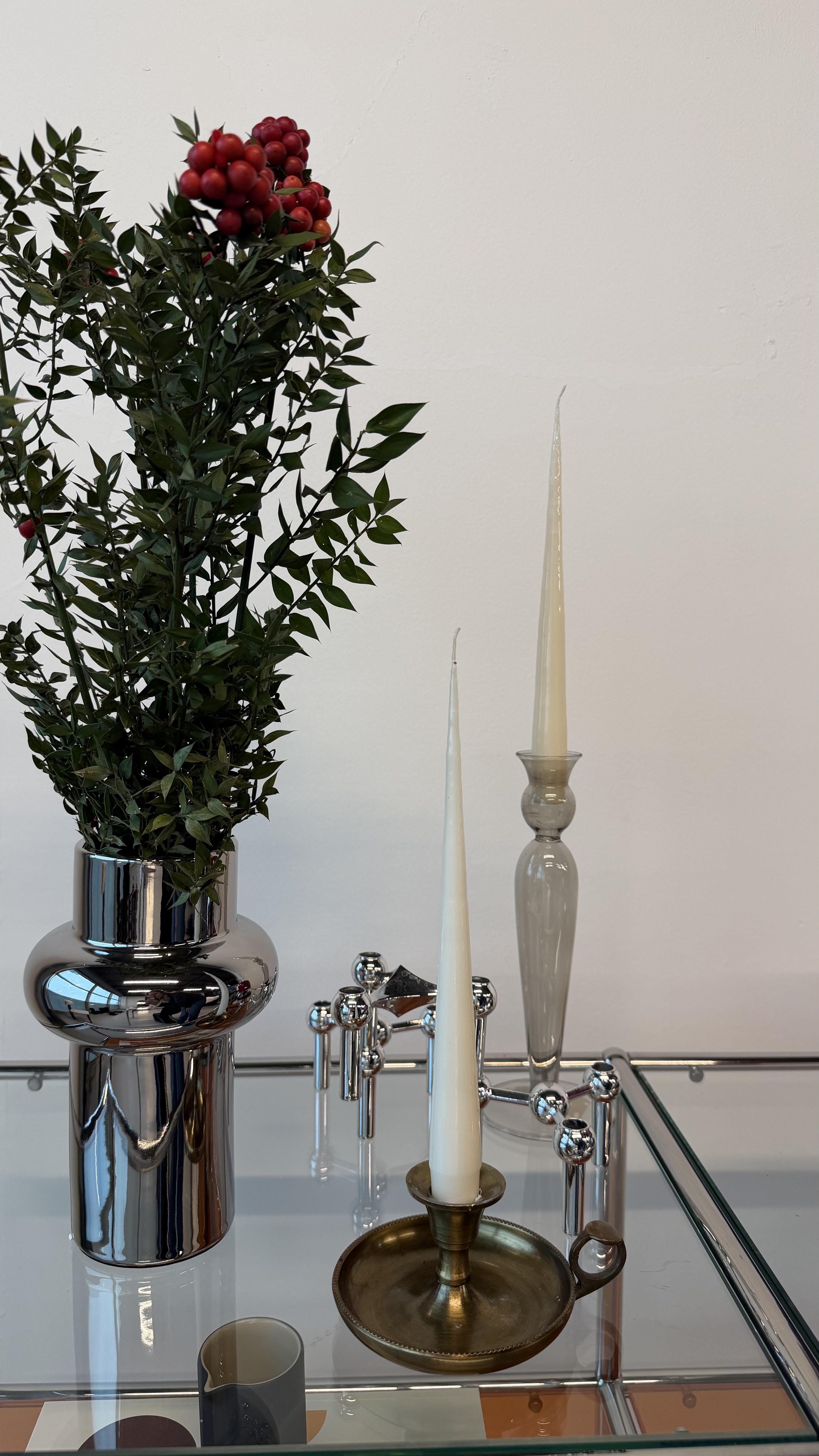 Pure İkili Krem İnce Parlak Şamdan Mum