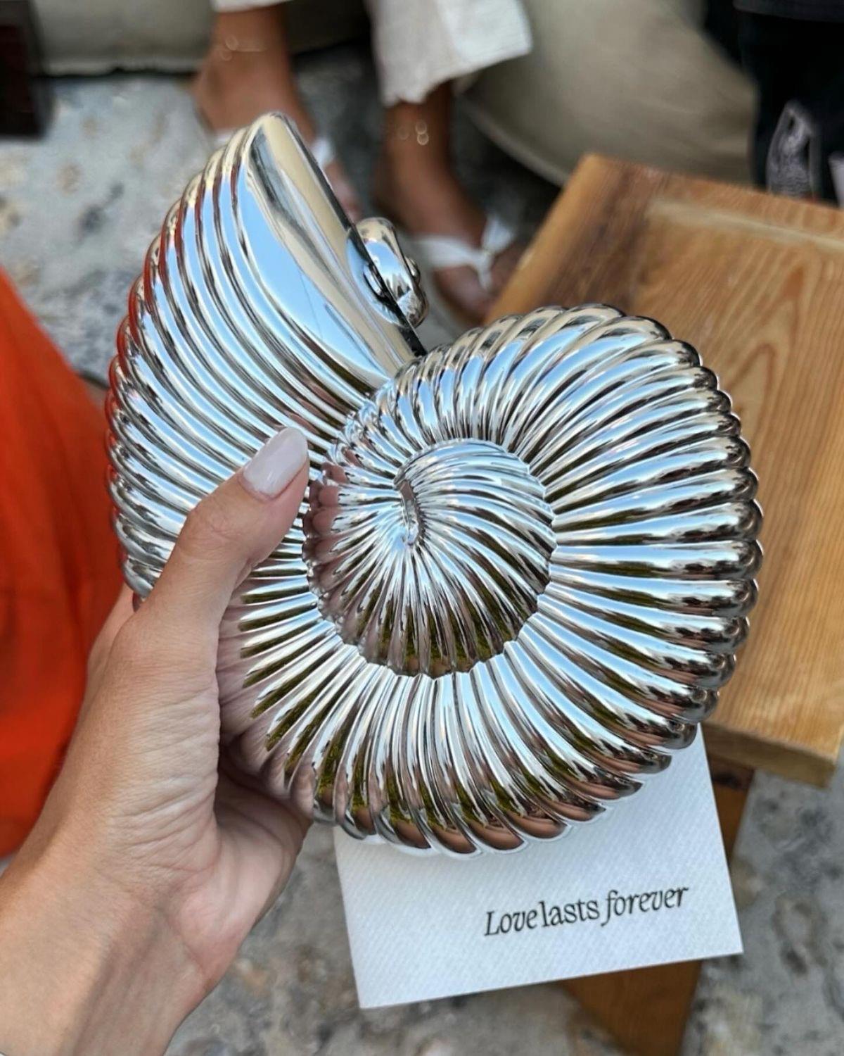 Salyangoz Model Gümüş Kutu Çanta