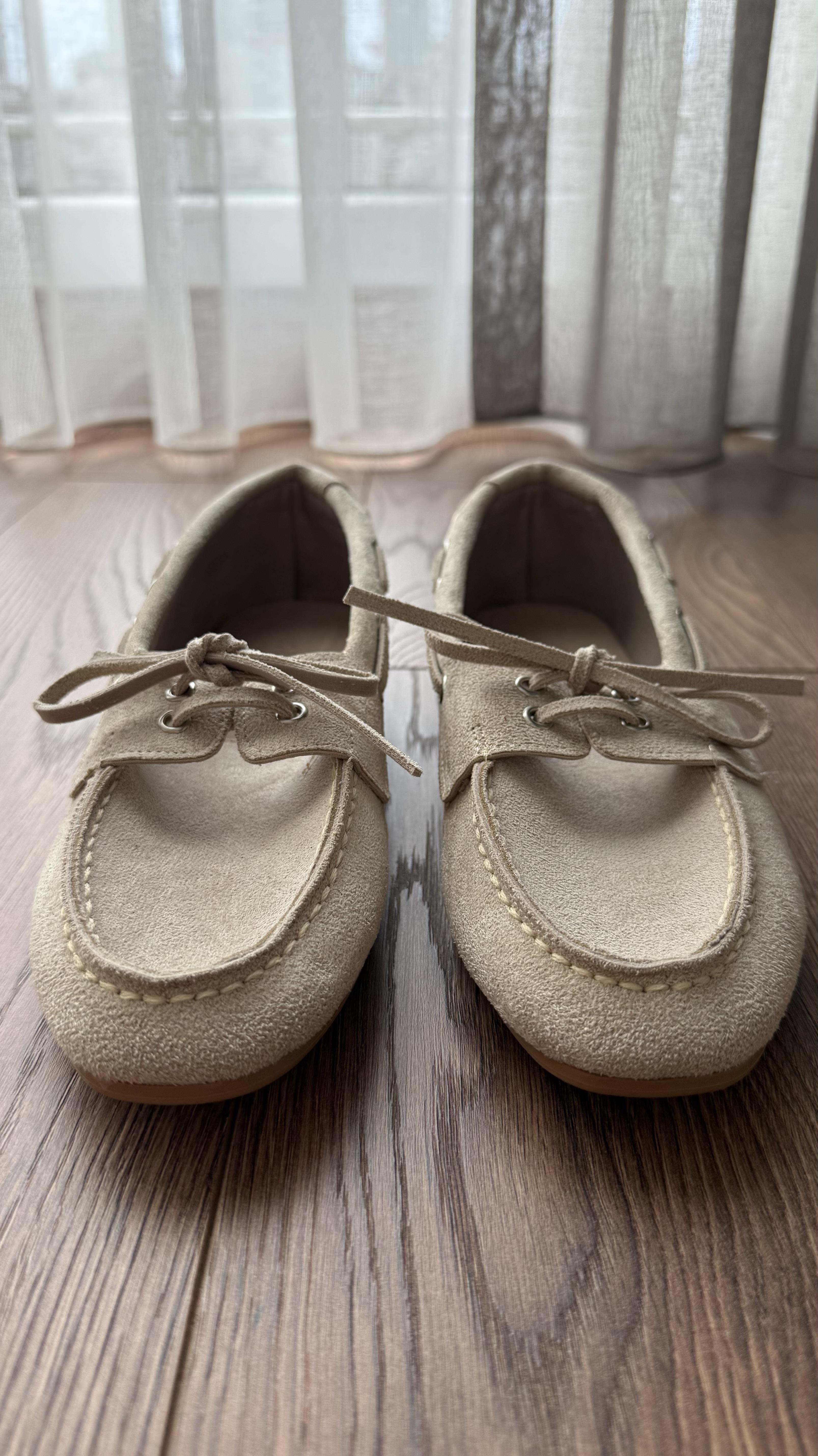 Süet Loafer Bağcıklı Bej Ayakkabı