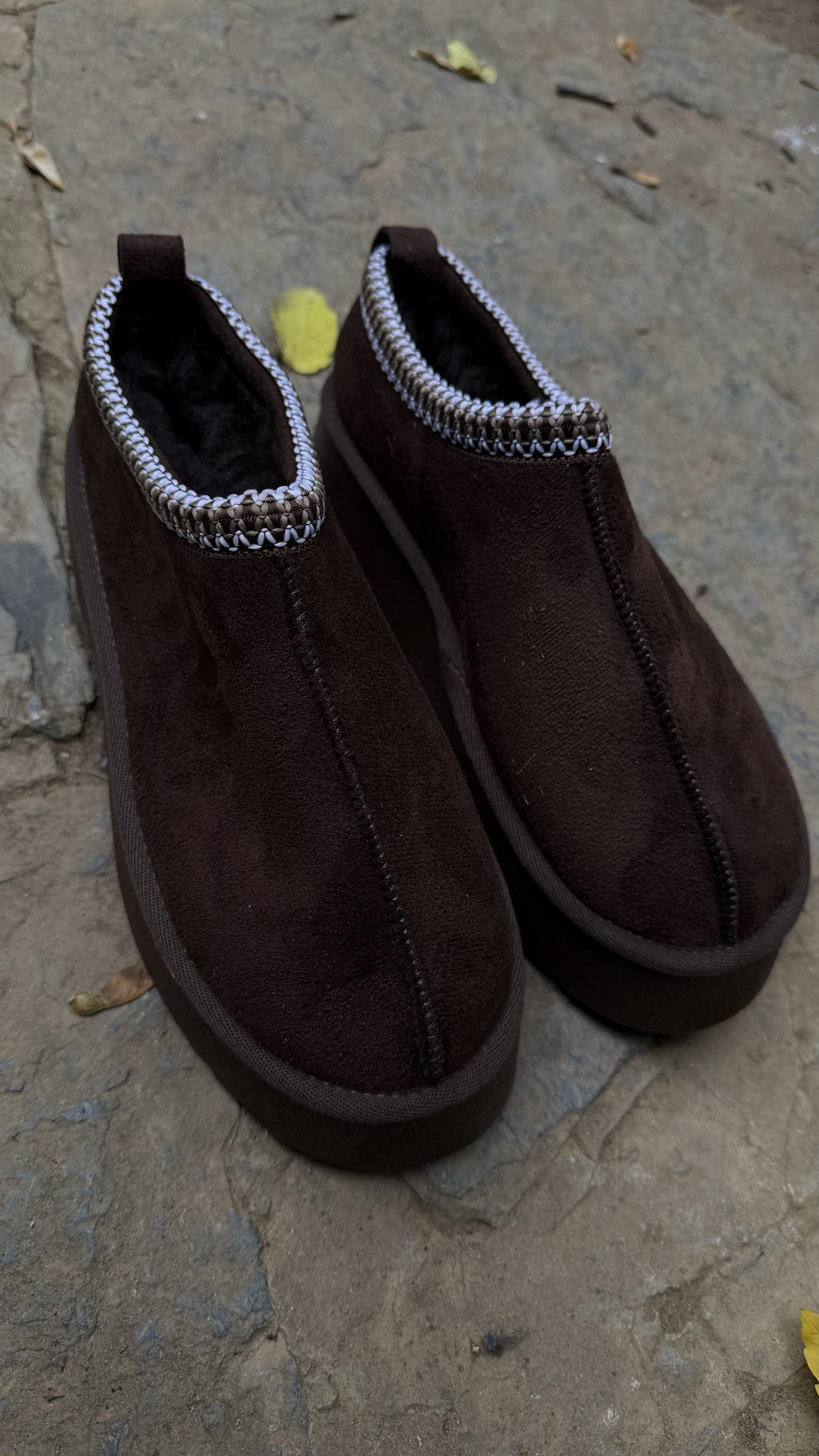 Süet Yüksek Taban Bilekte Terlik Bot Acıkahve