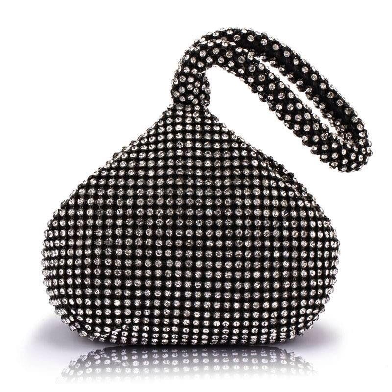 Taşlı Siyah Mini Kese Çanta