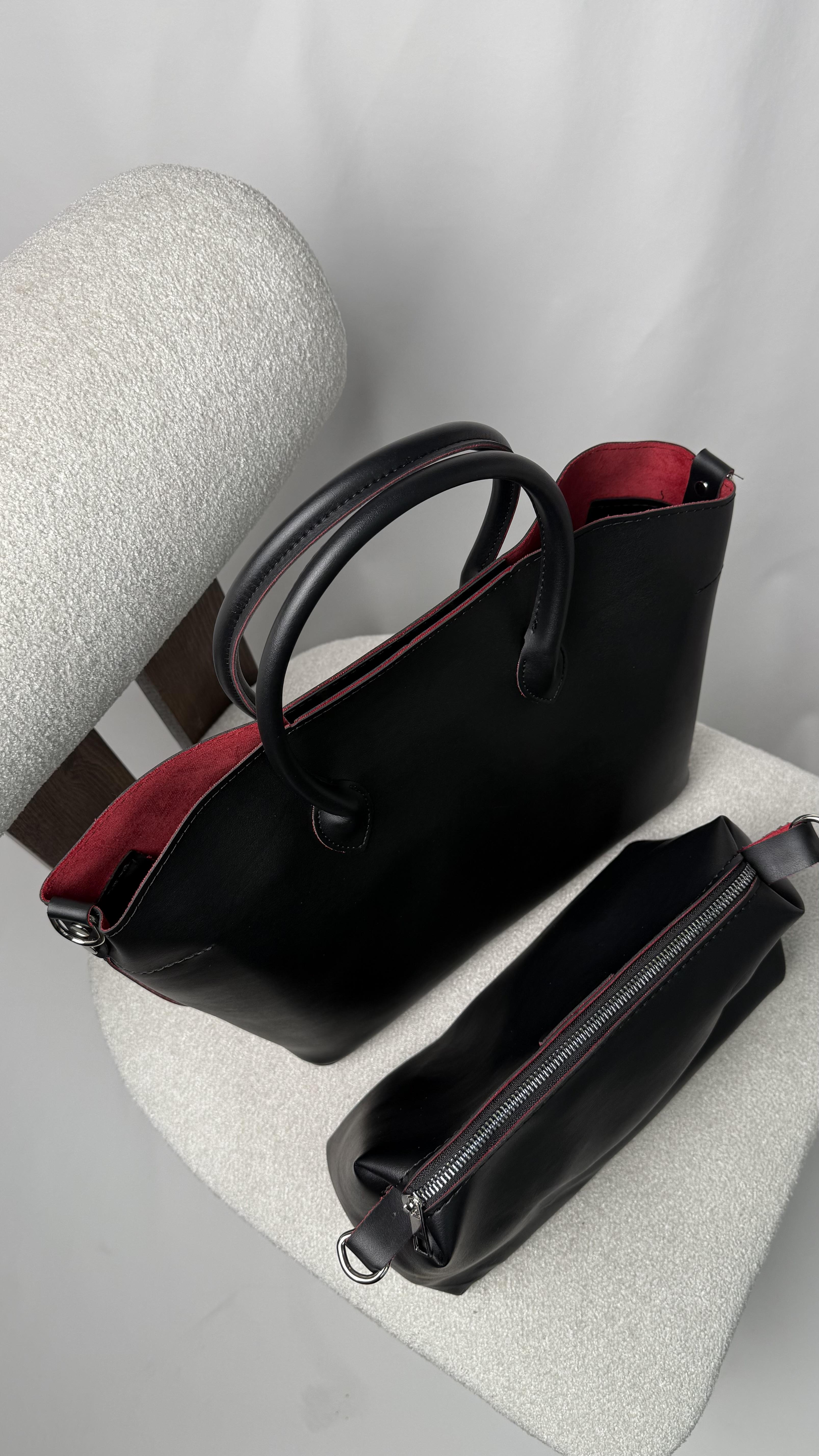 Tote Model Büyük Boy Yavrulu El ve ÇApraz Çanta Siyah 