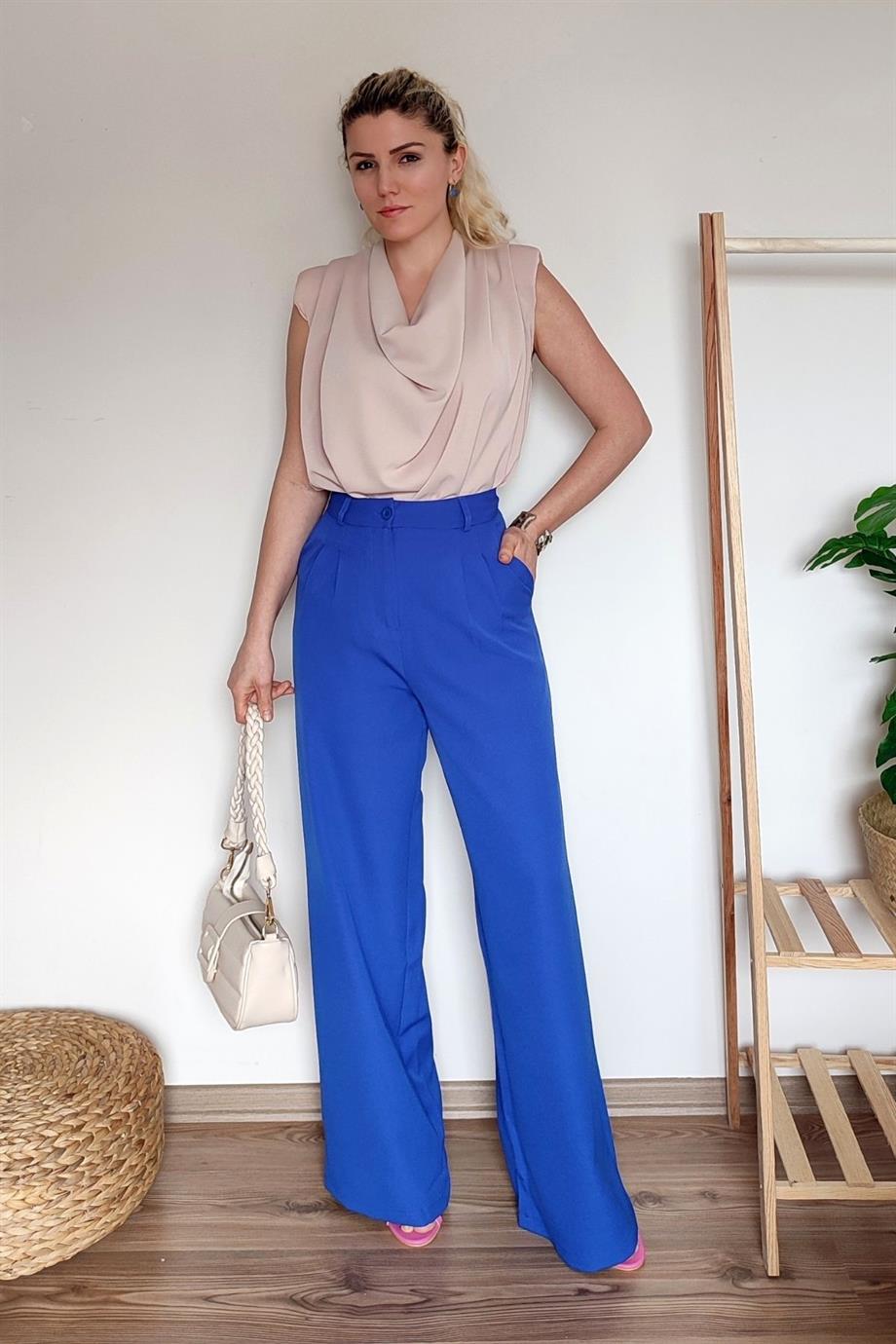 SAKS  DOUBLE KUMAŞ PALAZZO PANTOLON