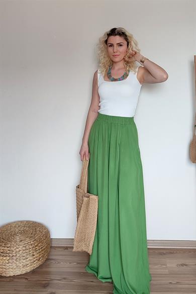 OLİVE BELİ LASTİKLİ BOL PİLELİ PANTOLON