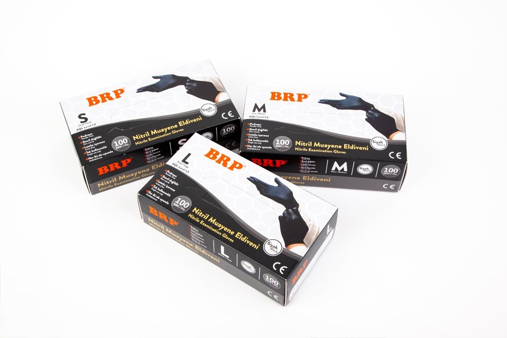 Brp Siyah Nitril Pudrasız Muayene Eldiveni Medıum