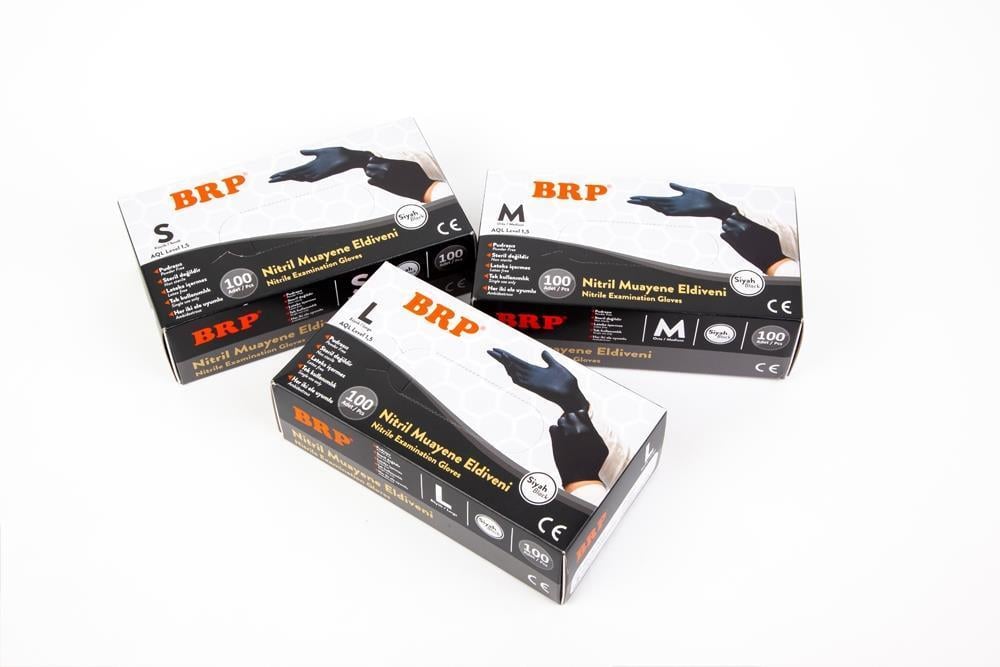 Brp Siyah Nitril Pudrasız Muayene Eldiveni Medıum