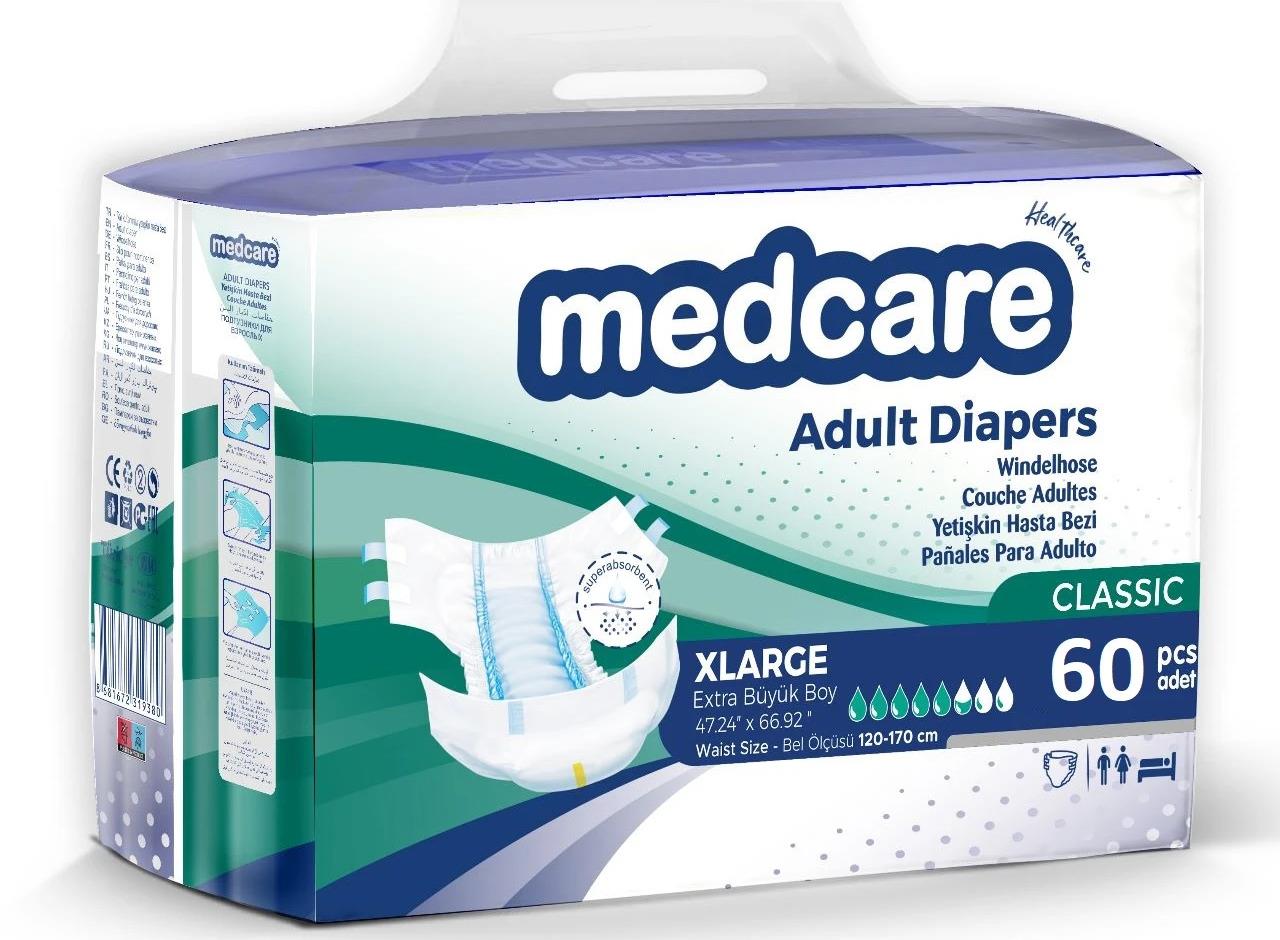Medcare Belbantlı Hasta Bezi Bağlamalı  XLarge 60'lı