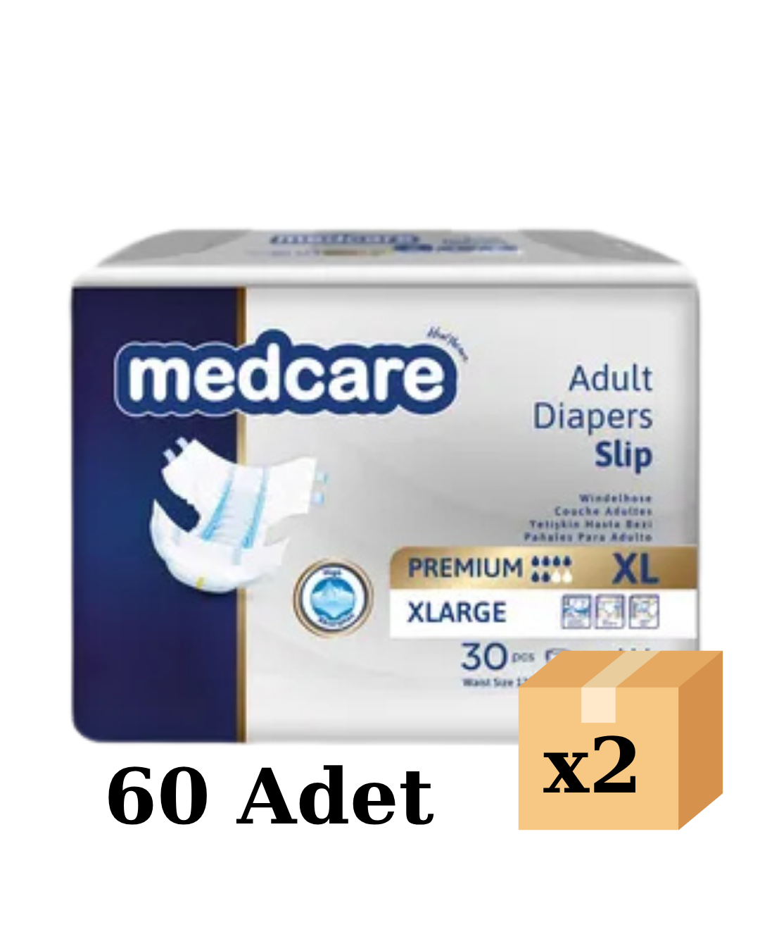 Medcare Belbantlı Premium Hasta Bezi Bağlamalı  XLarge 60'lı