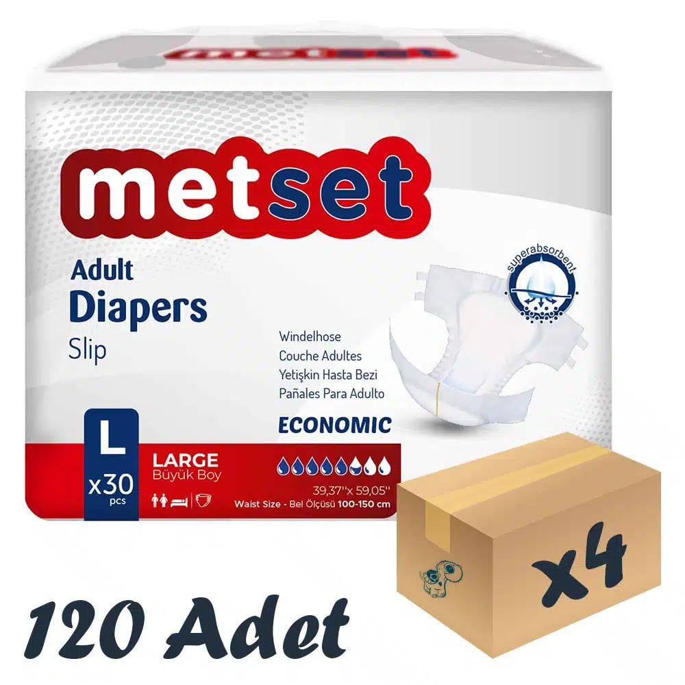 Metset Ekonomik Bel Bantlı Hasta Bezi 5,5 Damla Large Büyük Boy  120'Li 