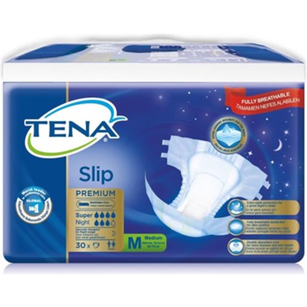 Tena 7 Damla Premium Süper Night  Bel Bantlı Hasta Bezi 30'lu Medıum