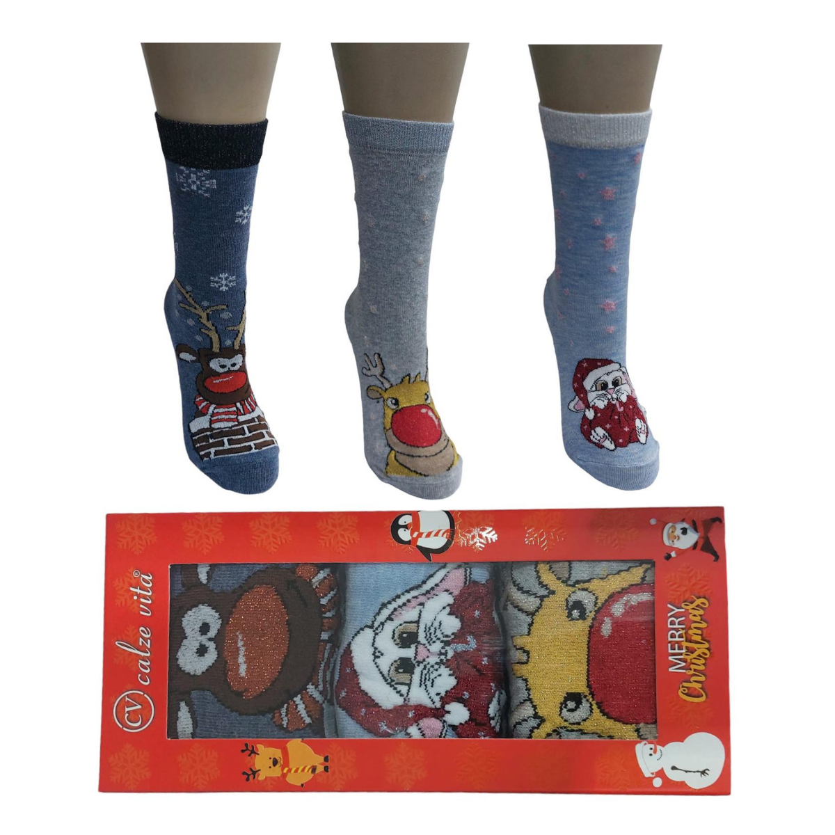 3LÜ SET PAMUKLU YILBAŞI KADIN SOKET ÇORAP