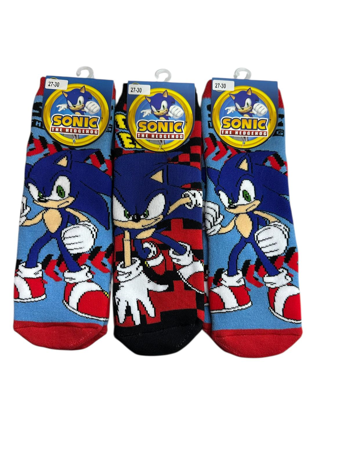 3Lü SONIC Figürlü Tabanı Kaydırmaz Çocuk Havlu Çorap