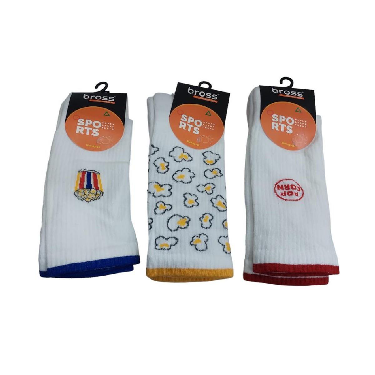 3LÜ TABAN ALTI HAVLU POP CORN DESENLİ RENKLİ FİGÜRLÜ ERKEK SOKET ÇORABI