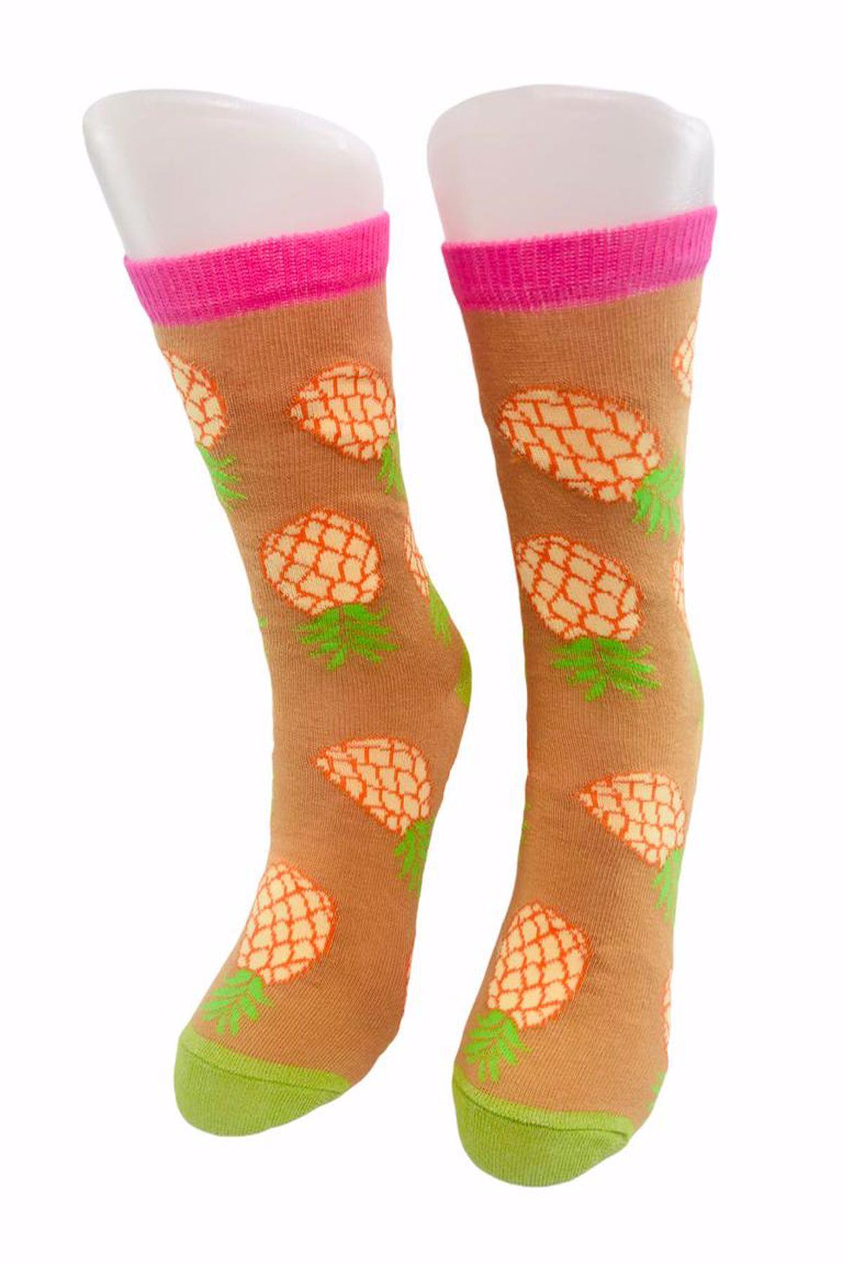 Calze Vita Ananas Figürlü Renkli Kadın Soket Çorap