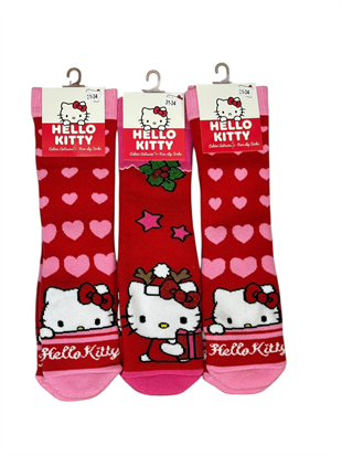 3lü Hello Kitty Tabanı Kaydırmaz Havlu Çocuk Çorap