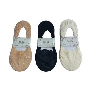 3LÜ SET PAMUK DESENLİ DANTEL KADIN BABET ÇORAP