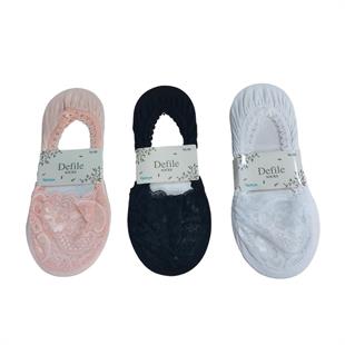 3LÜ SET PAMUK DESENLİ DANTEL KADIN BABET ÇORAP