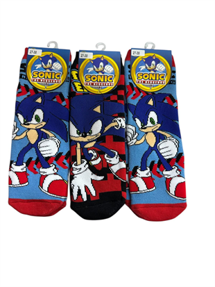 3Lü SONIC Figürlü Tabanı Kaydırmaz Çocuk Havlu Çorap