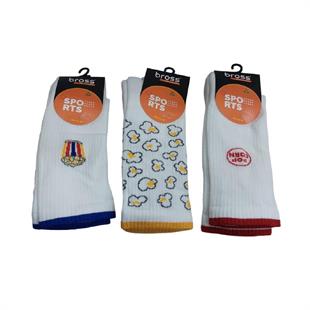 3LÜ TABAN ALTI HAVLU POP CORN DESENLİ RENKLİ FİGÜRLÜ ERKEK SOKET ÇORABI